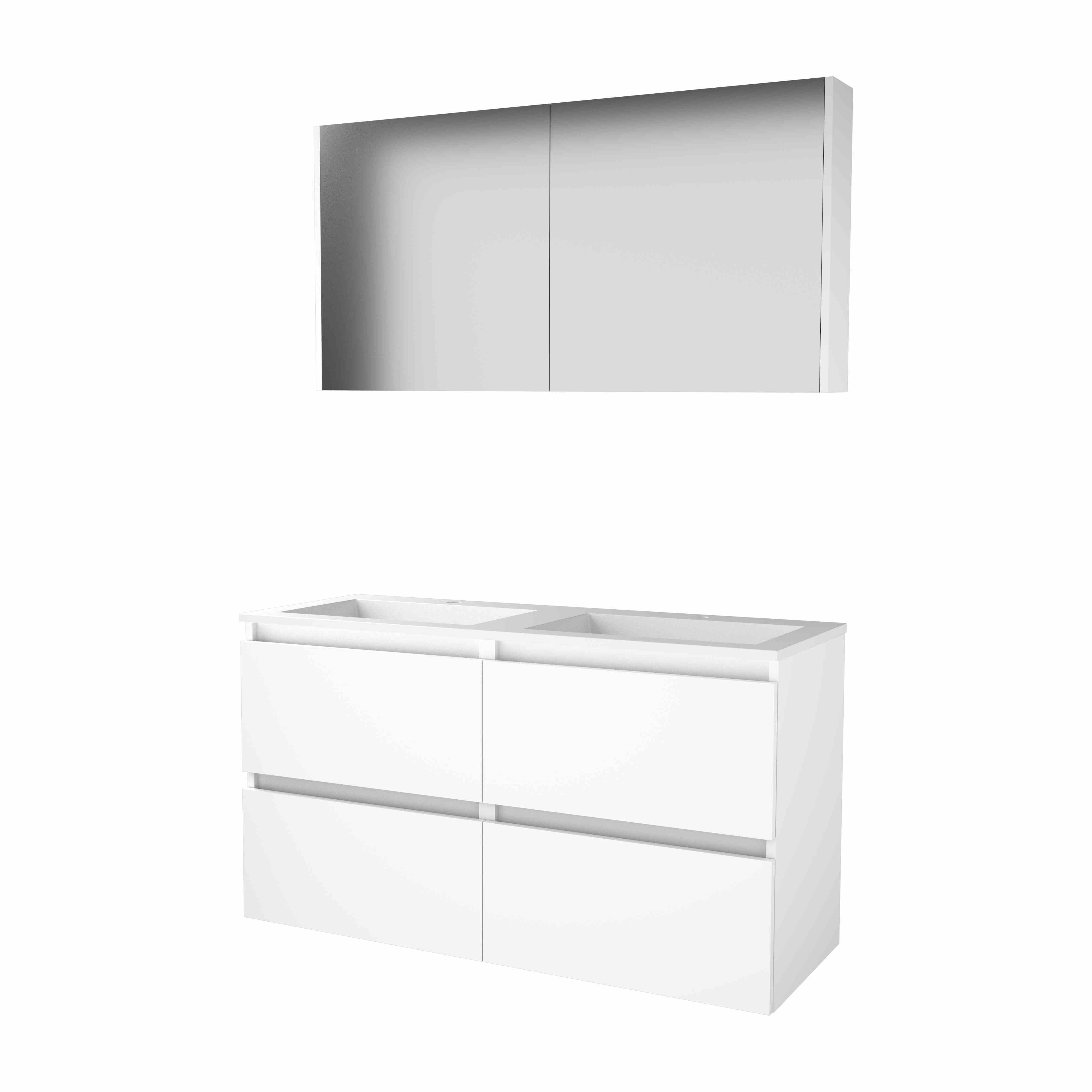 Basic Comfort 46 set 120x46cm greepl. 4 la Acryl wast. 2 krgt. incl. kast C46GL120A2IW Ice White