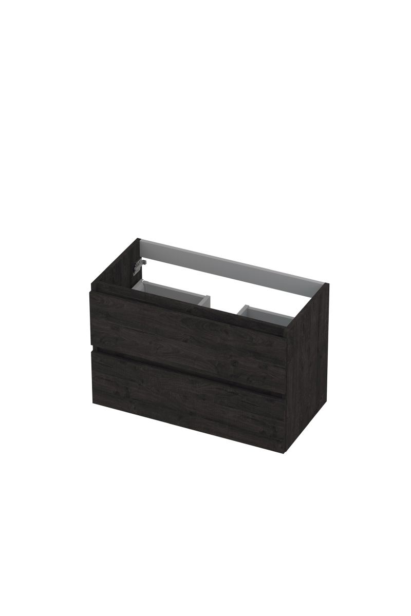 INK onderk. 2 laden greepl. met houten keerlijst 1257018 Houtskool eiken H520xB800xD400