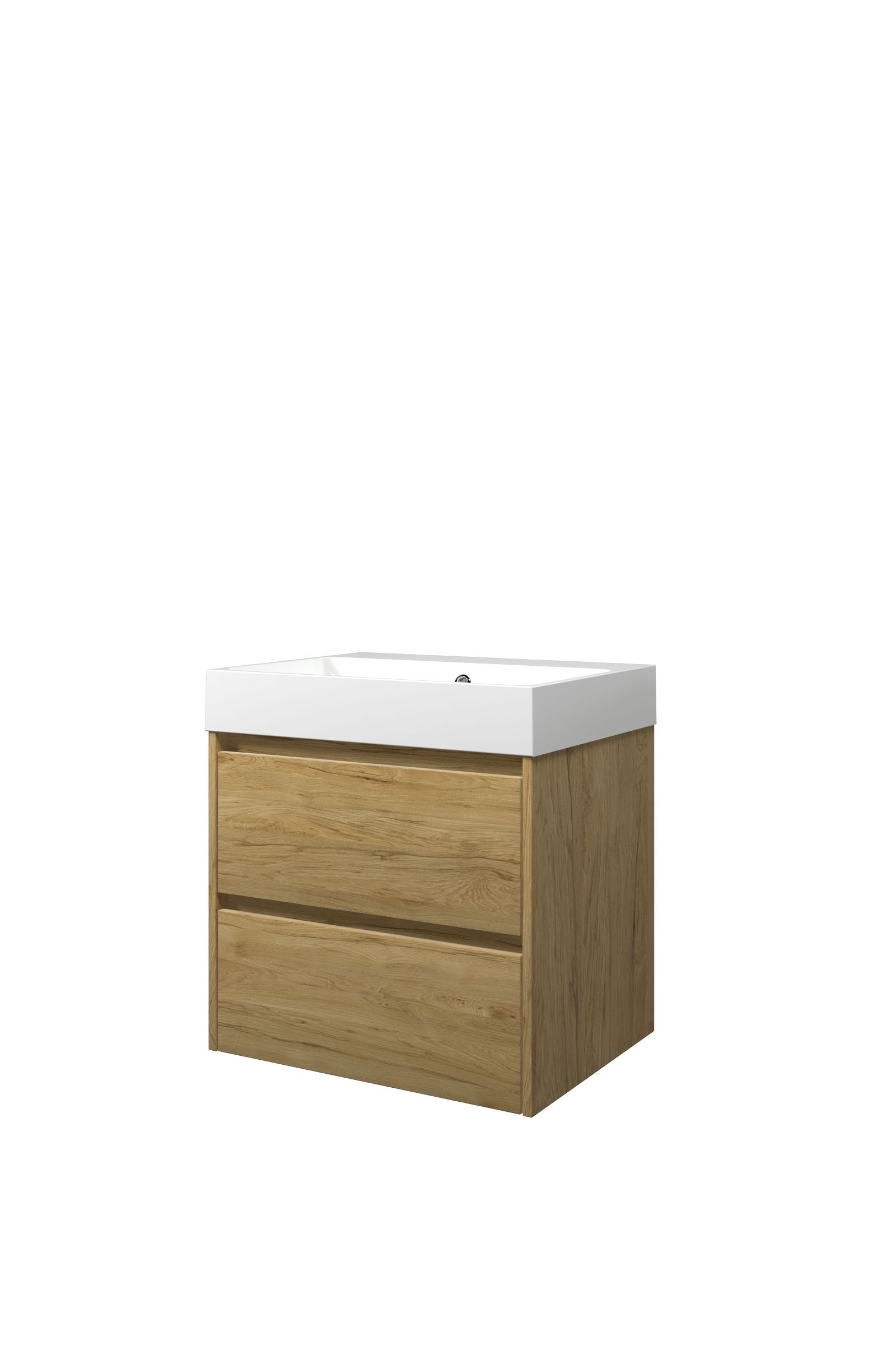 Proline set polystone Loft wast. z. krgt. en onderk. sym. PGWB600IO Ideal oak/Glans wit H620xB600xD460