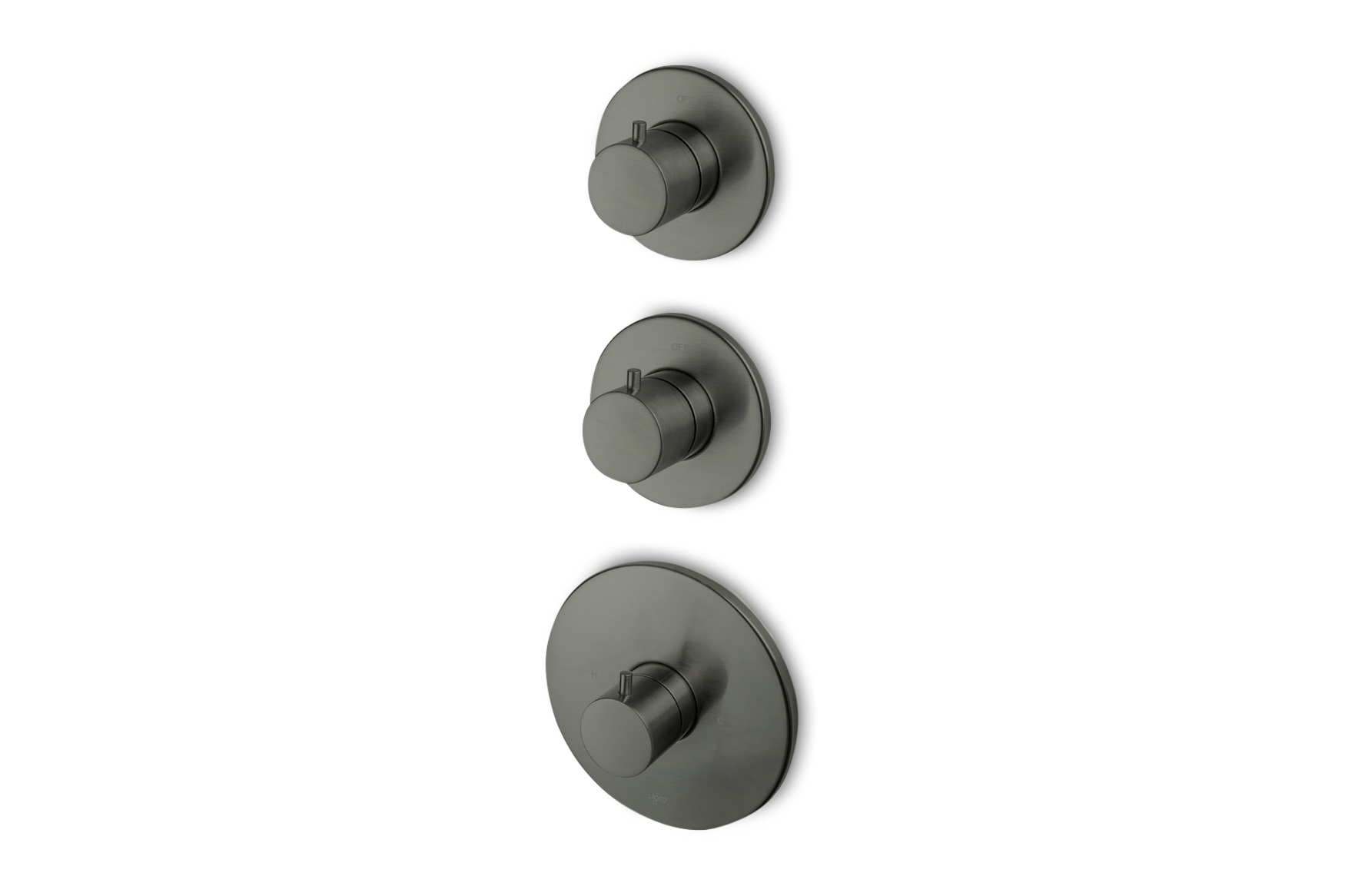 Lagoo Garda inbouw thermostaat met 2-weg stop/omstel en 1 stopkraan afb.deel G2235GM Brushed Gun Metal PVD