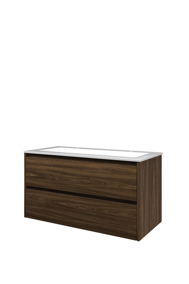 Proline set polystone Elegant wast. met 2 krgt. en onderk. a-sym. AGWC1002CA Cabana oak/Glans wit H620xB1000xD460