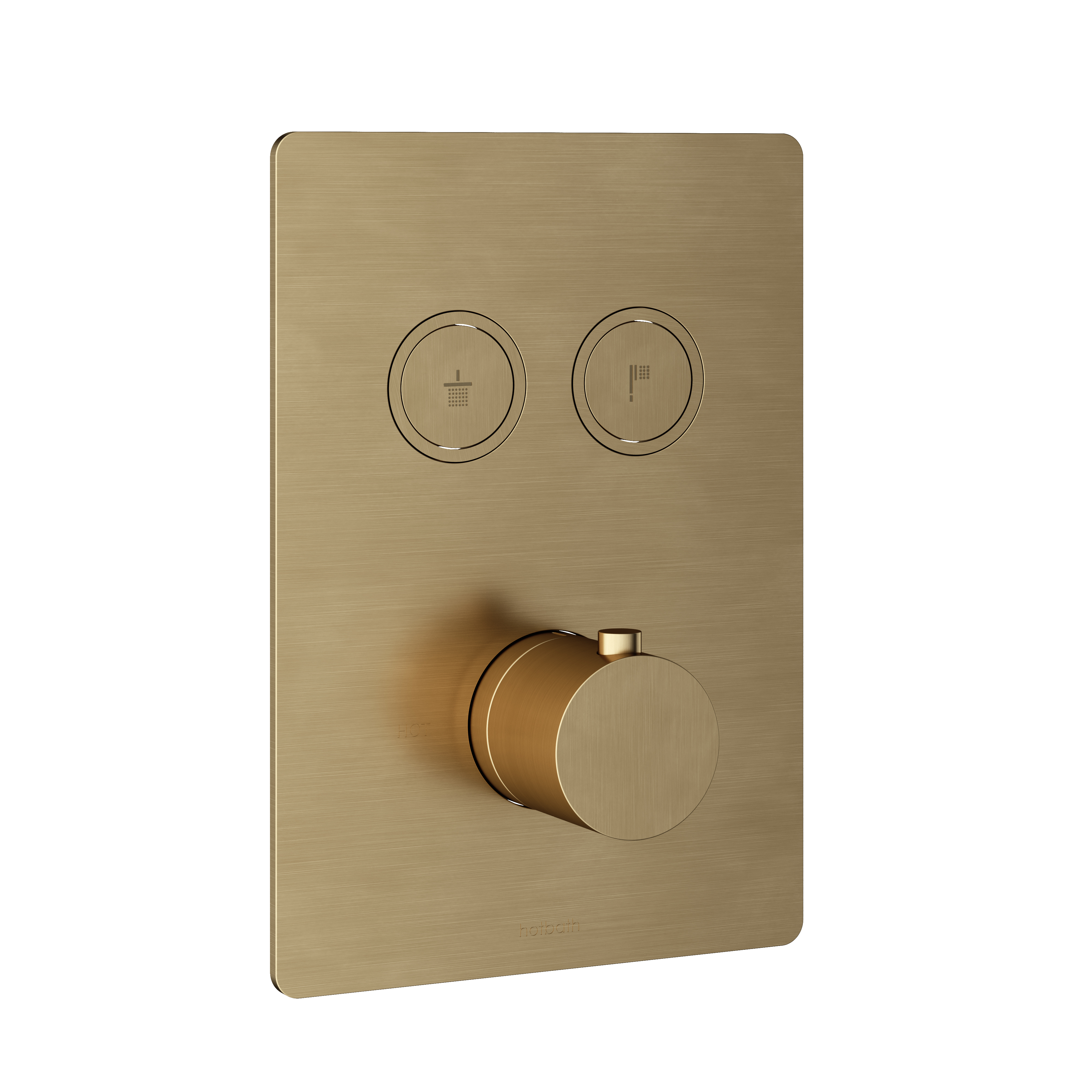 Hotbath Cobber afbouwdeel inbouwthermostaat met 2 pushbuttons PB009QEXTBB Geborsteld Messing