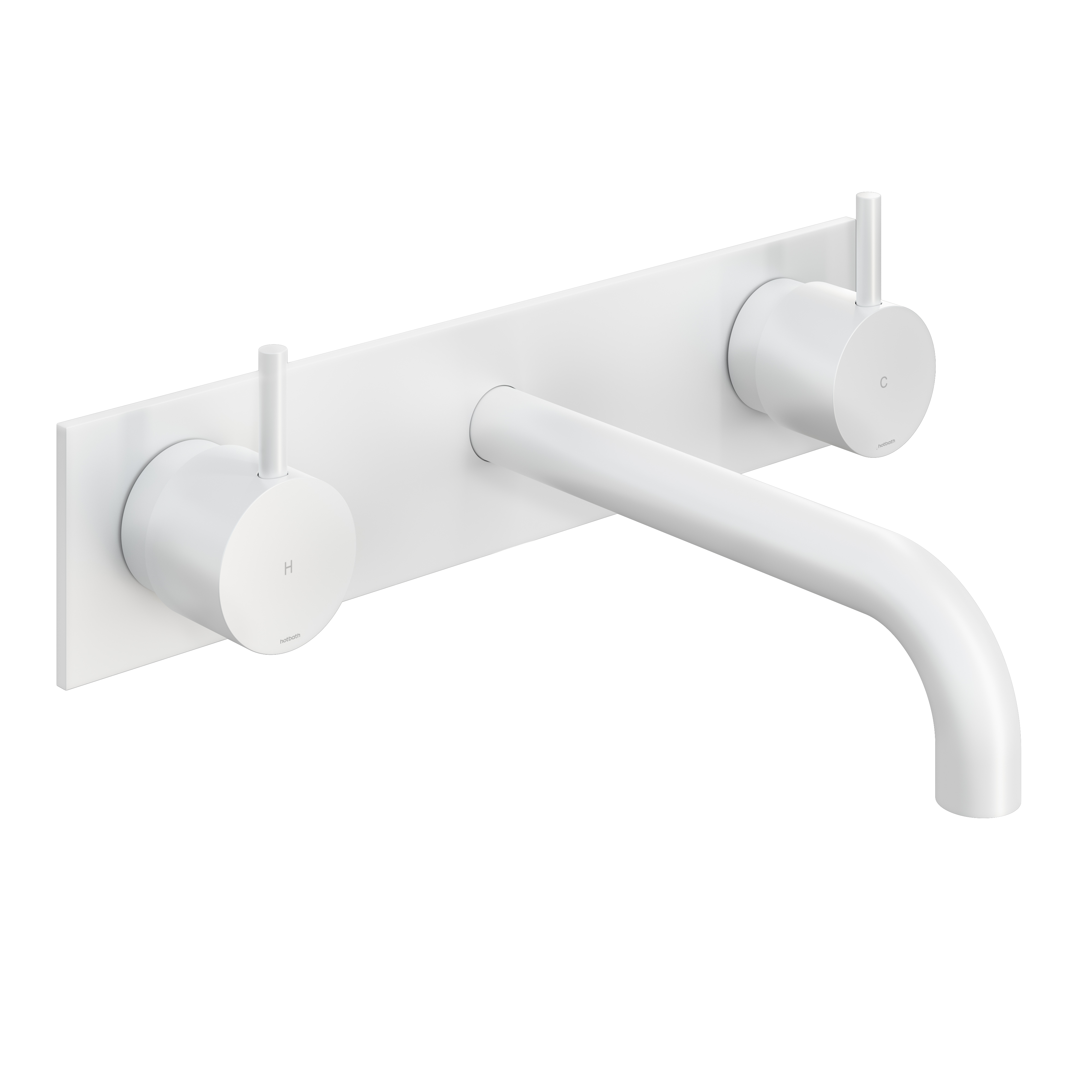 Hotbath Cobber afbouw wastafelmengkraan 3 gats met plaat 18 cm CB006TEXT18WH Mat Wit