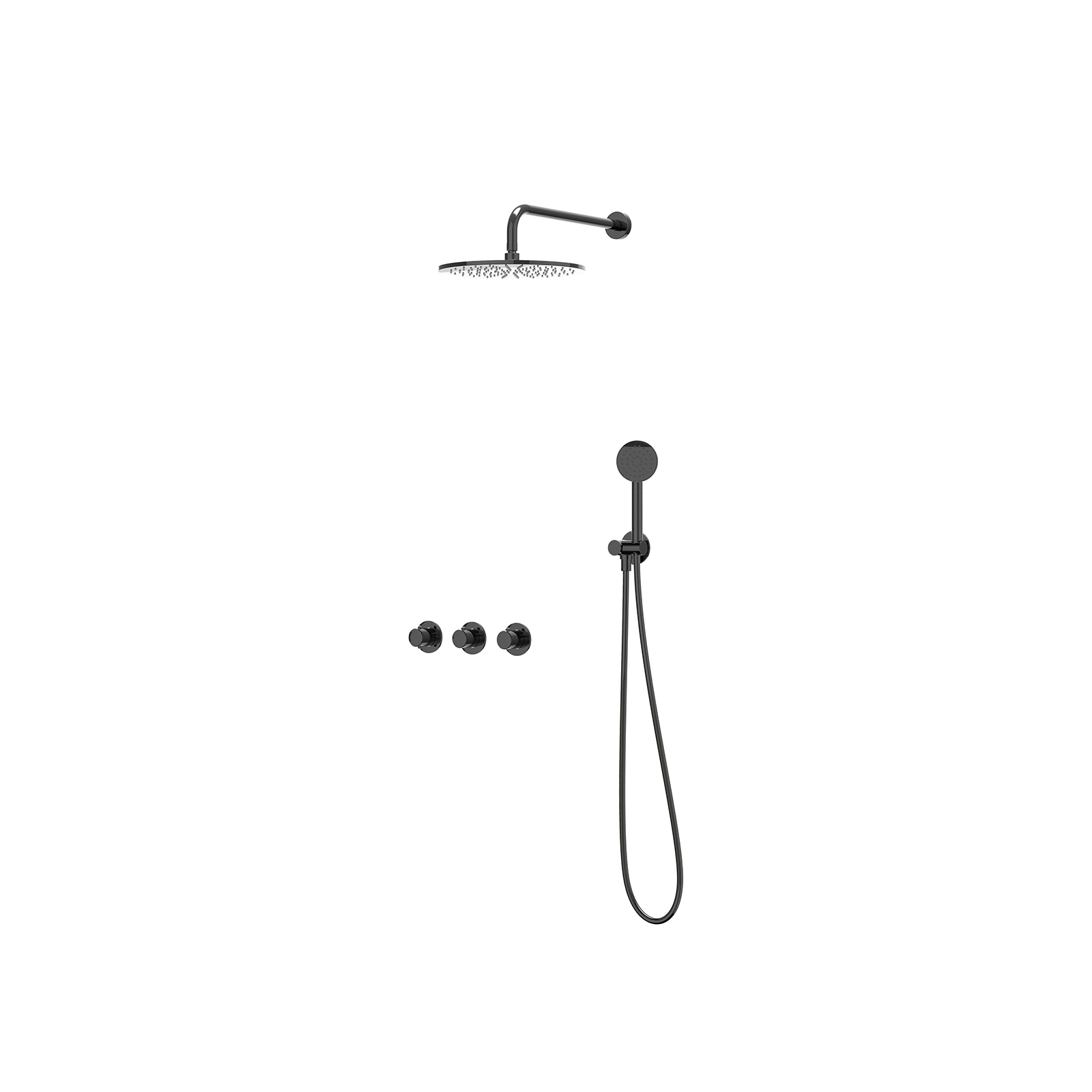IVY Nexus set 2 stopkr. w.arm R30cm verst. steun m. geint. uitl. slang 150cm + s.spr. hd. CSN4ZCCFAC Zwart chroom PVD