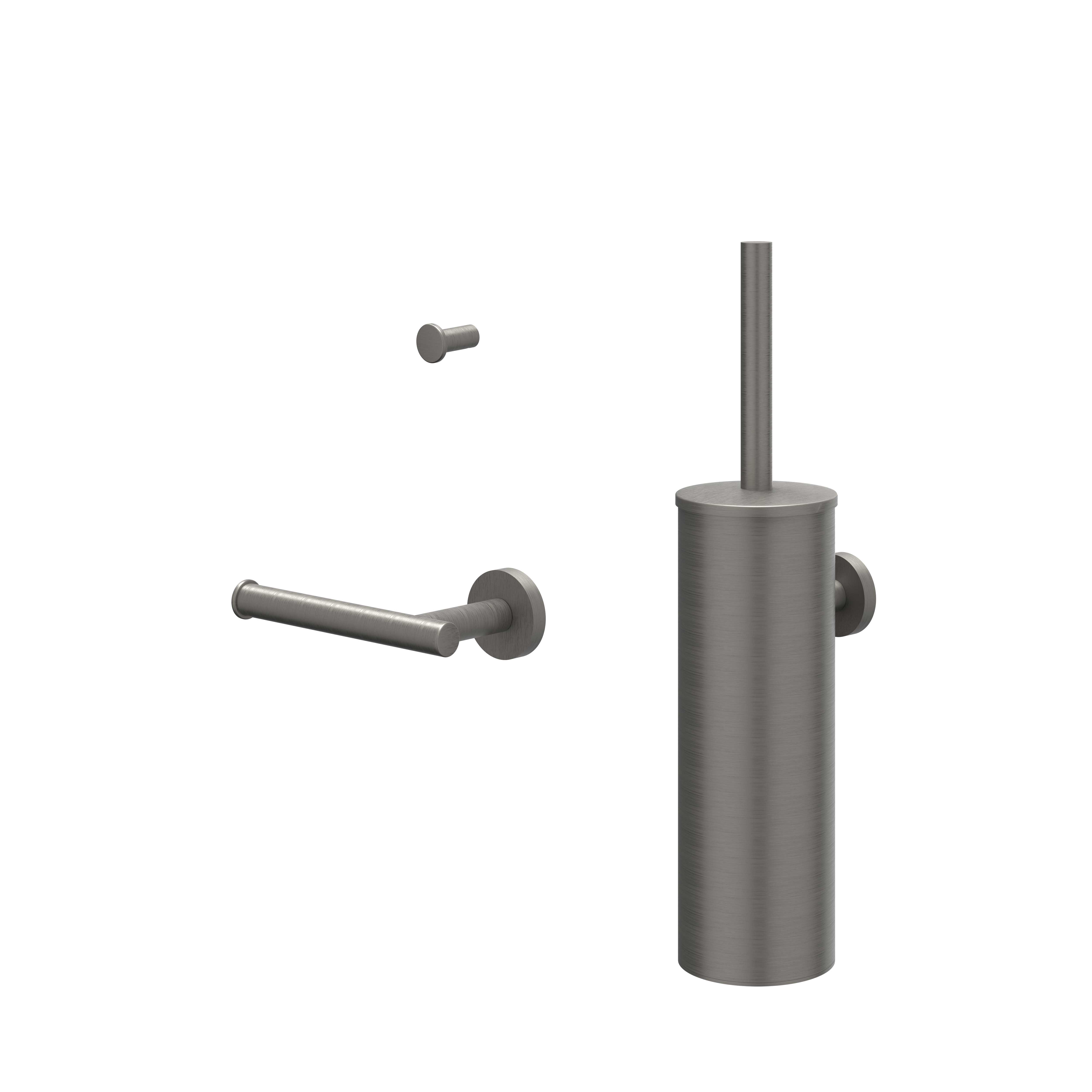 IVY Accessoireset 1 borstel handdoekhaak en toiletrolh. 6901166 gebr. metal black PVD