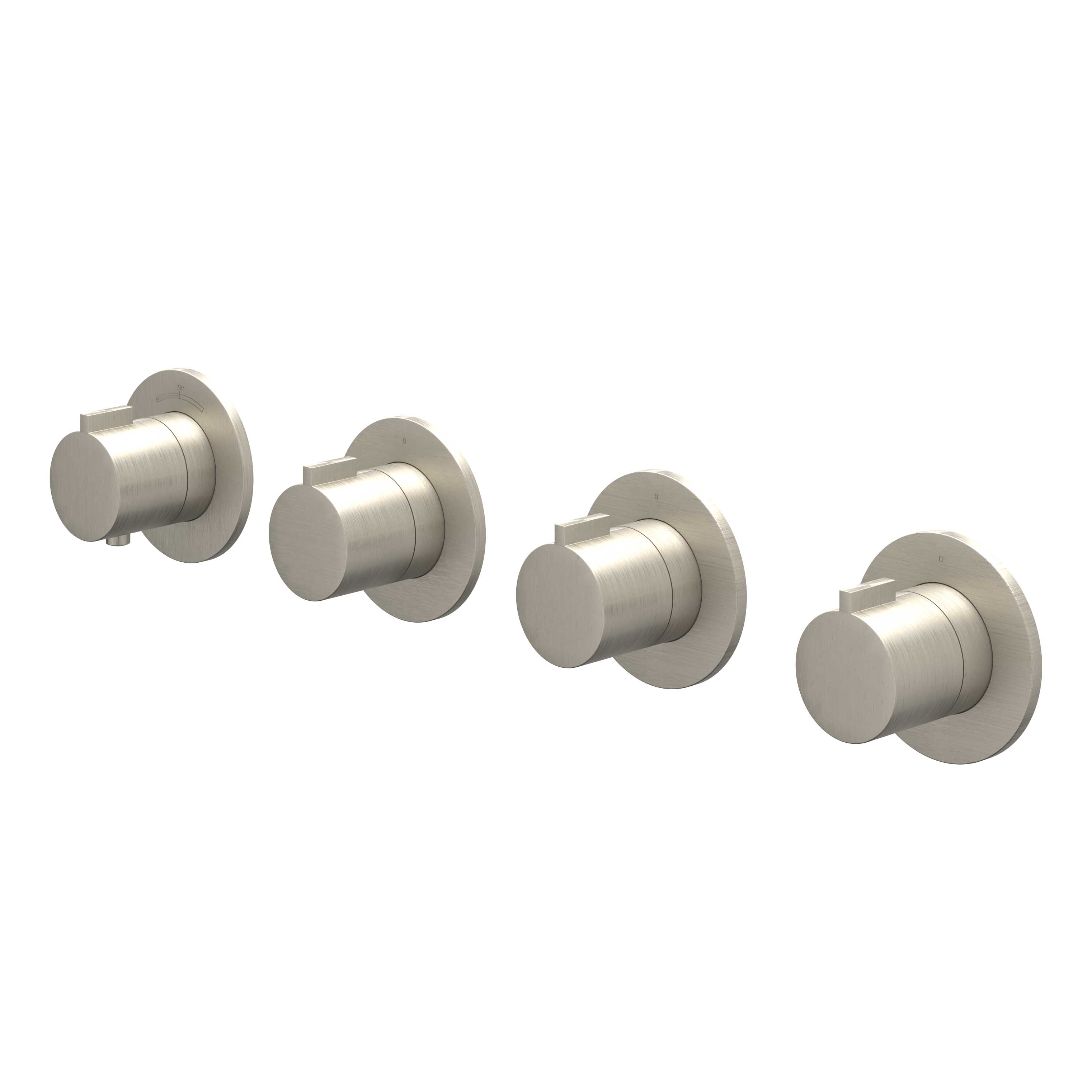 IVY Pact Afbouw inbouwtherm. m/3 stopkranen symmetry m/ronde rozetten 6202383 gebr. nickel PVD