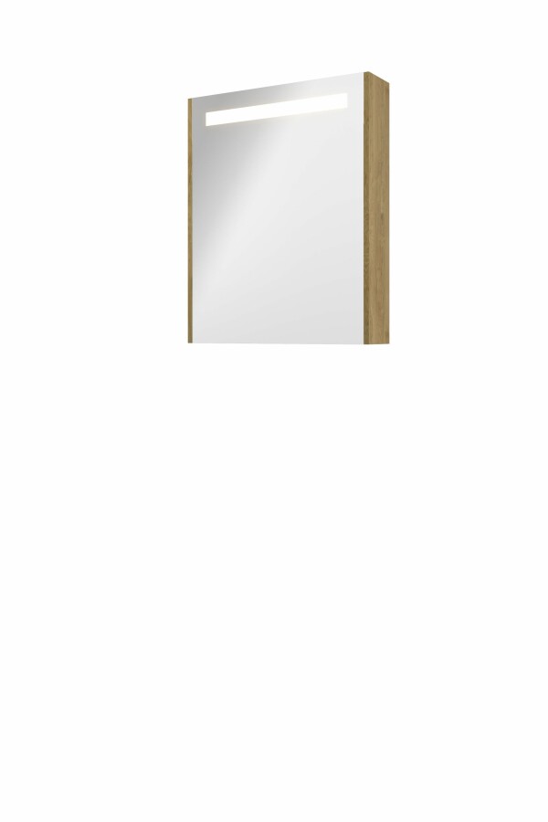 Proline spiegelkast Premium met geint. LED verl. 1 deur 1809352 Ideal oak H740xB600xD140
