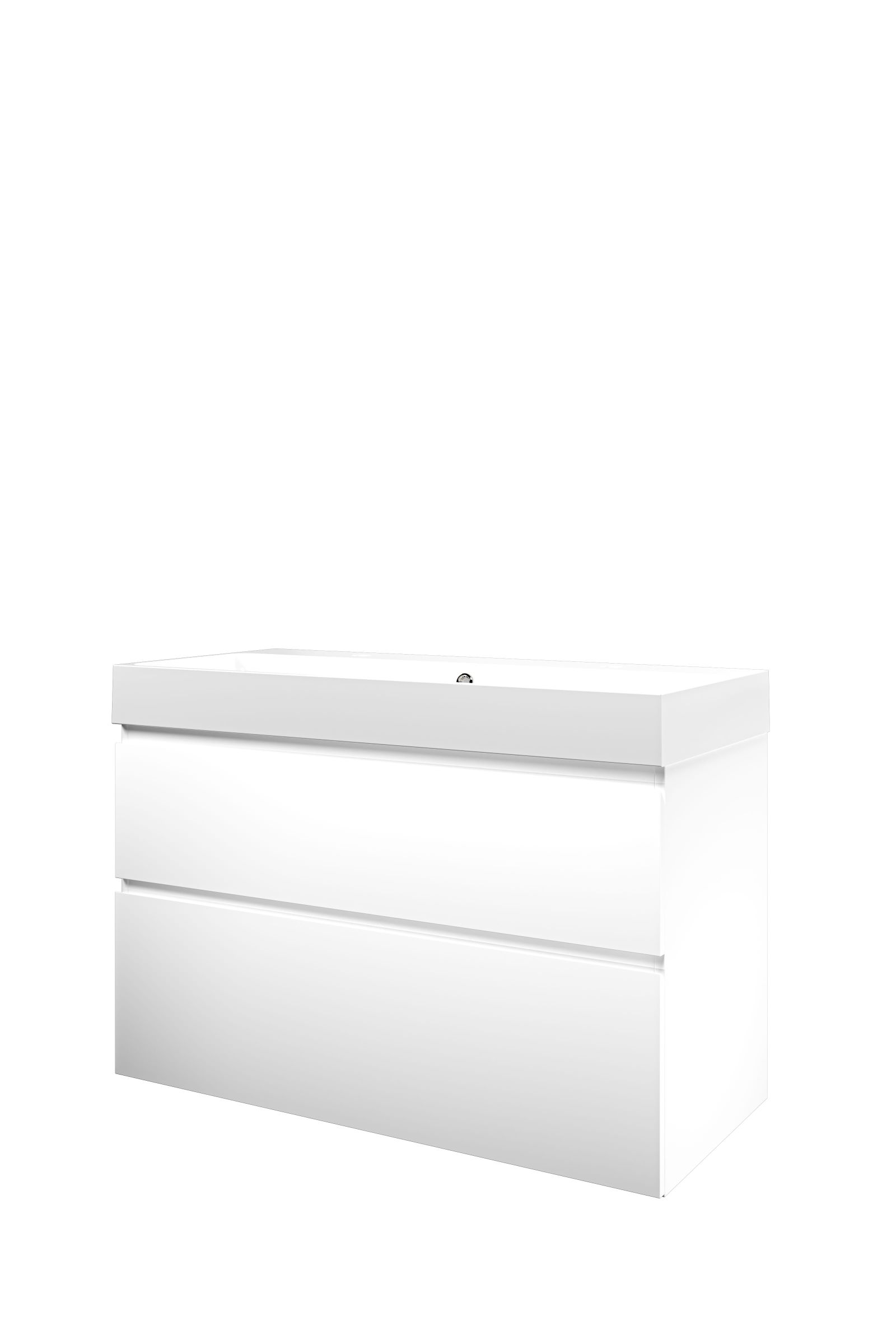 Proline set polystone Loft wast. met 2 krgt. en onderk. a-sym. PGWC1002MW Mat wit/Glans wit H700xB1000xD460