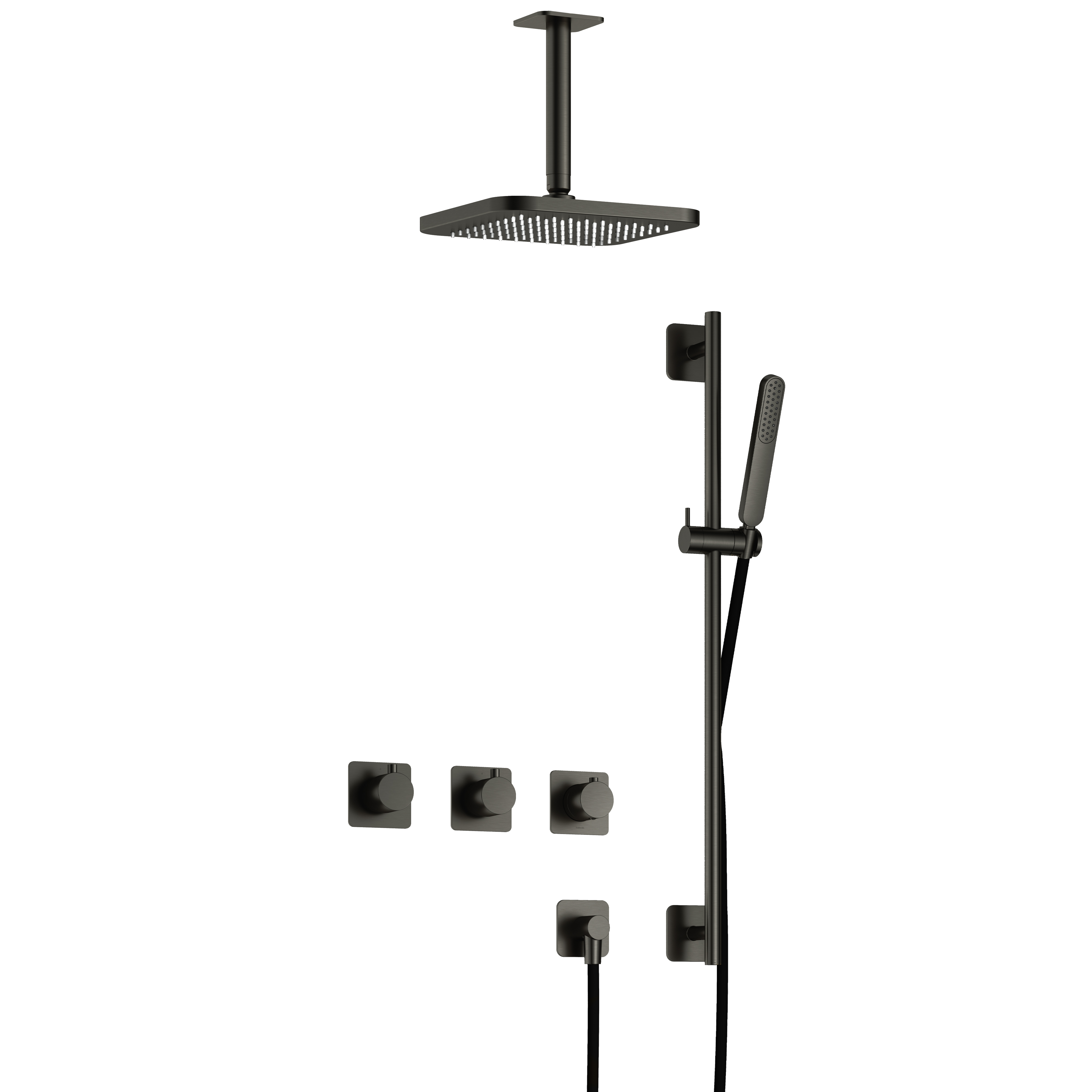 Hotbath Gal inbouwset m. 2 stopkr. m. plaf. buis en glijst. IBSGL70BGP27 Geborsteld Gunmetal PVD