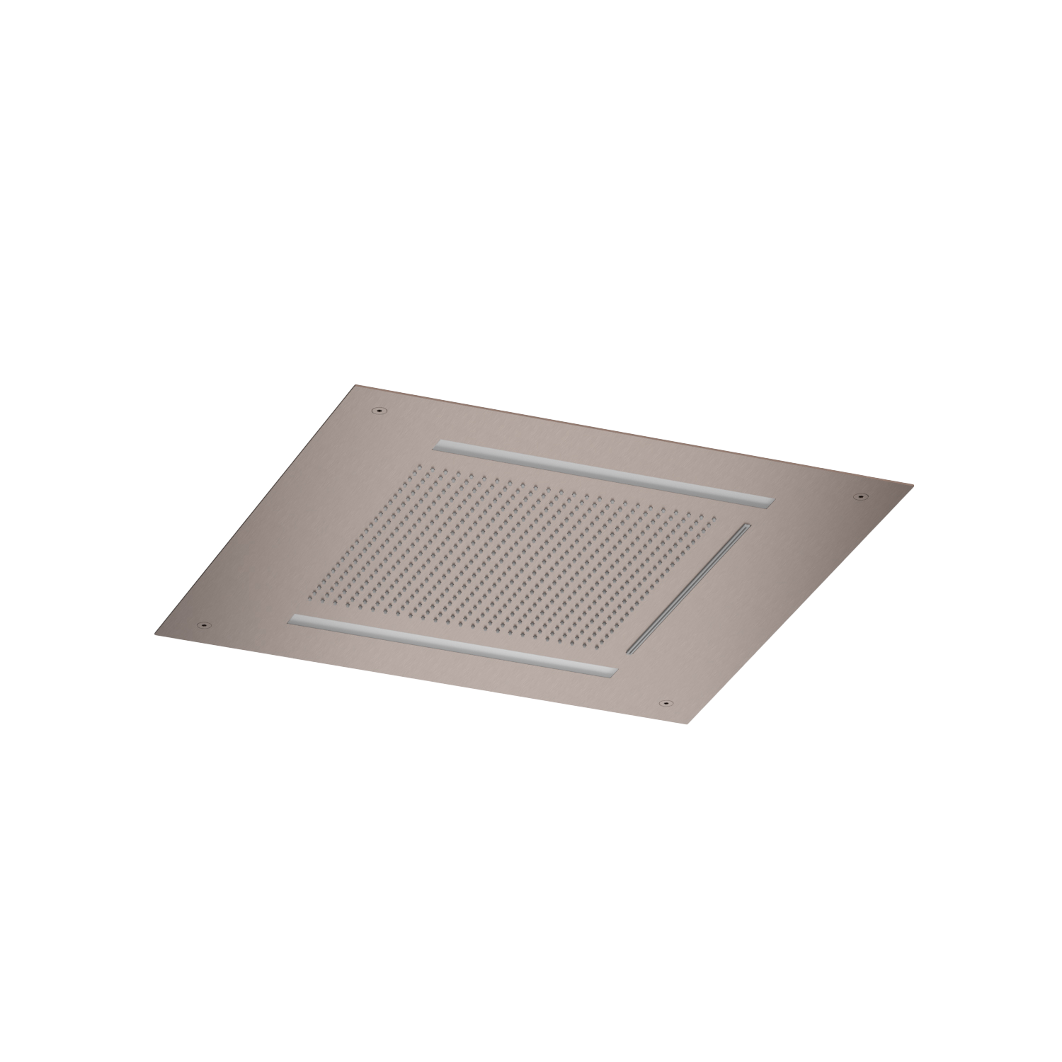 Hotbath Mate inbouw hoofdd. m. waterval en led verlichting 50x50 cm AC146BCP Geborsteld Koper PVD