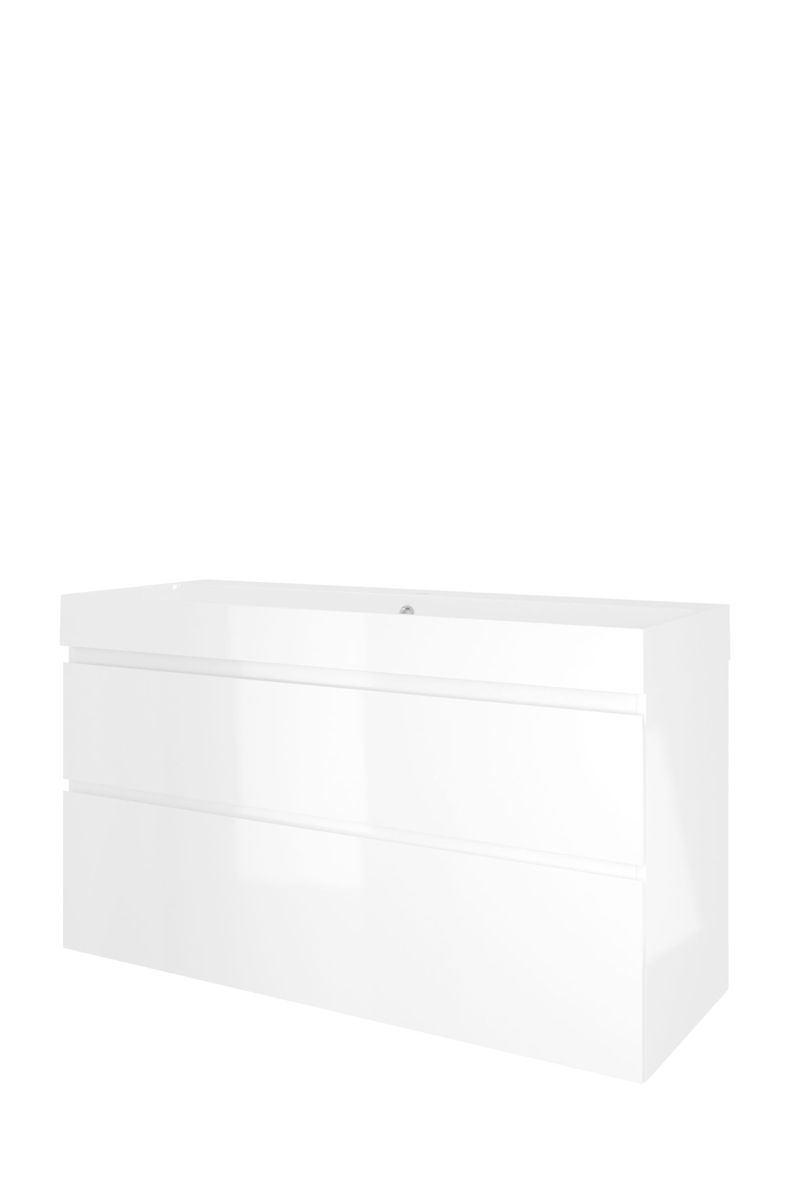 Proline set polystone Loft wast. met 1 krgt. en onderk. a-sym. PGWC1201GW Glans wit/Glans wit H700xB1200xD460