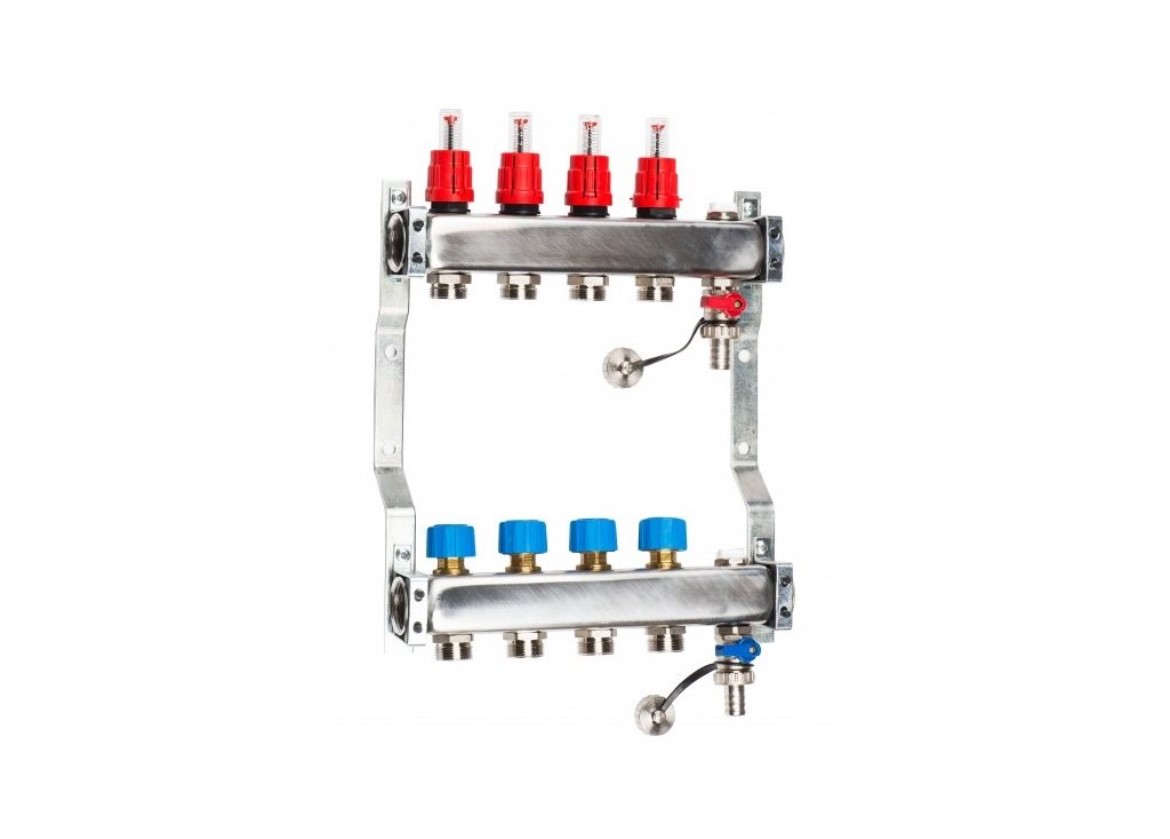 Aerowatt RVS verdeler zonder pomp 9-groeps met flowmeters excl. afsluiter AW-9GRRVS