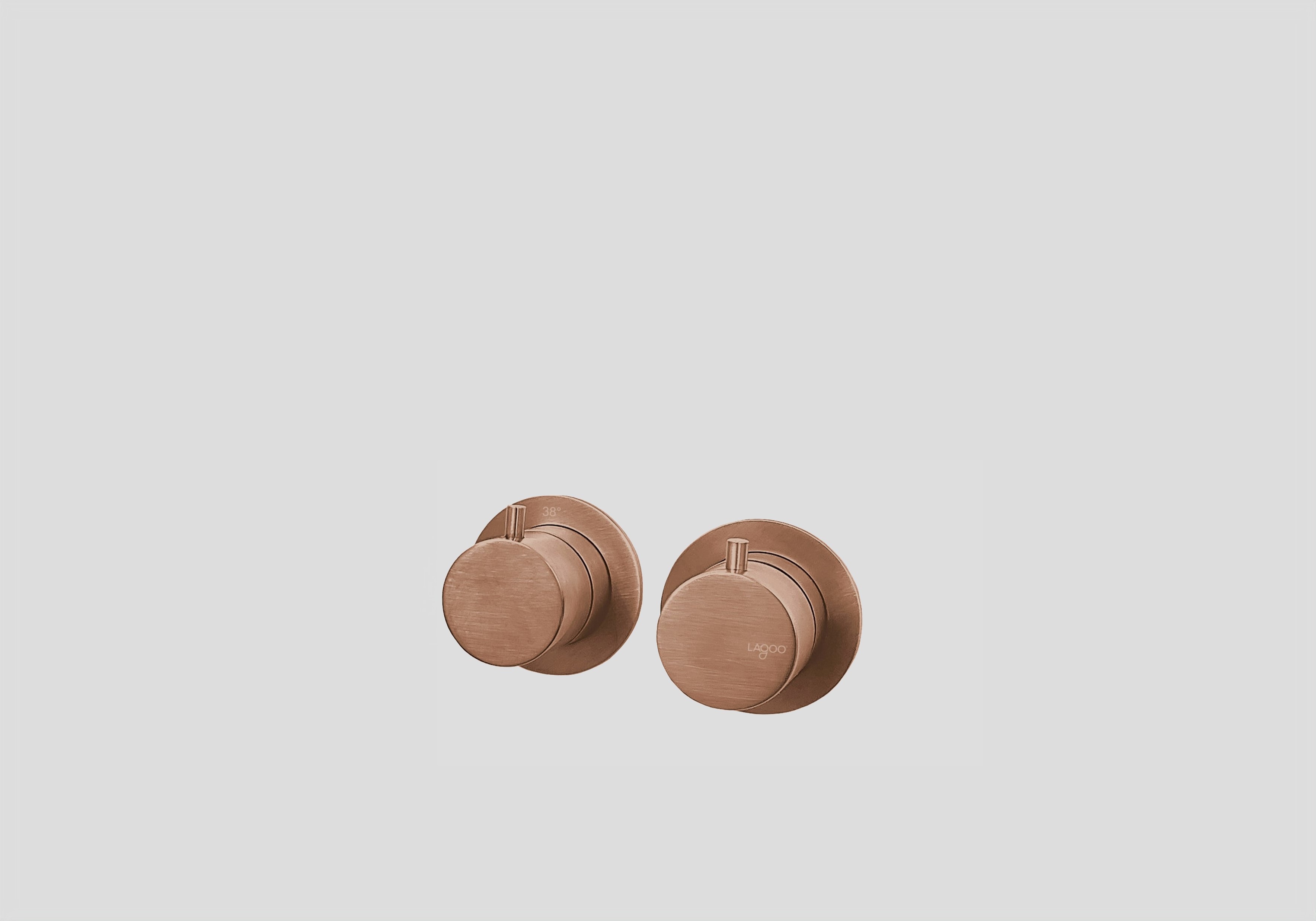 Lagoo Garda Inbouw douche thermostaat Tripple7 m. 1 stopkraan afbouwdeel G2267BK Brushed Copper PVD