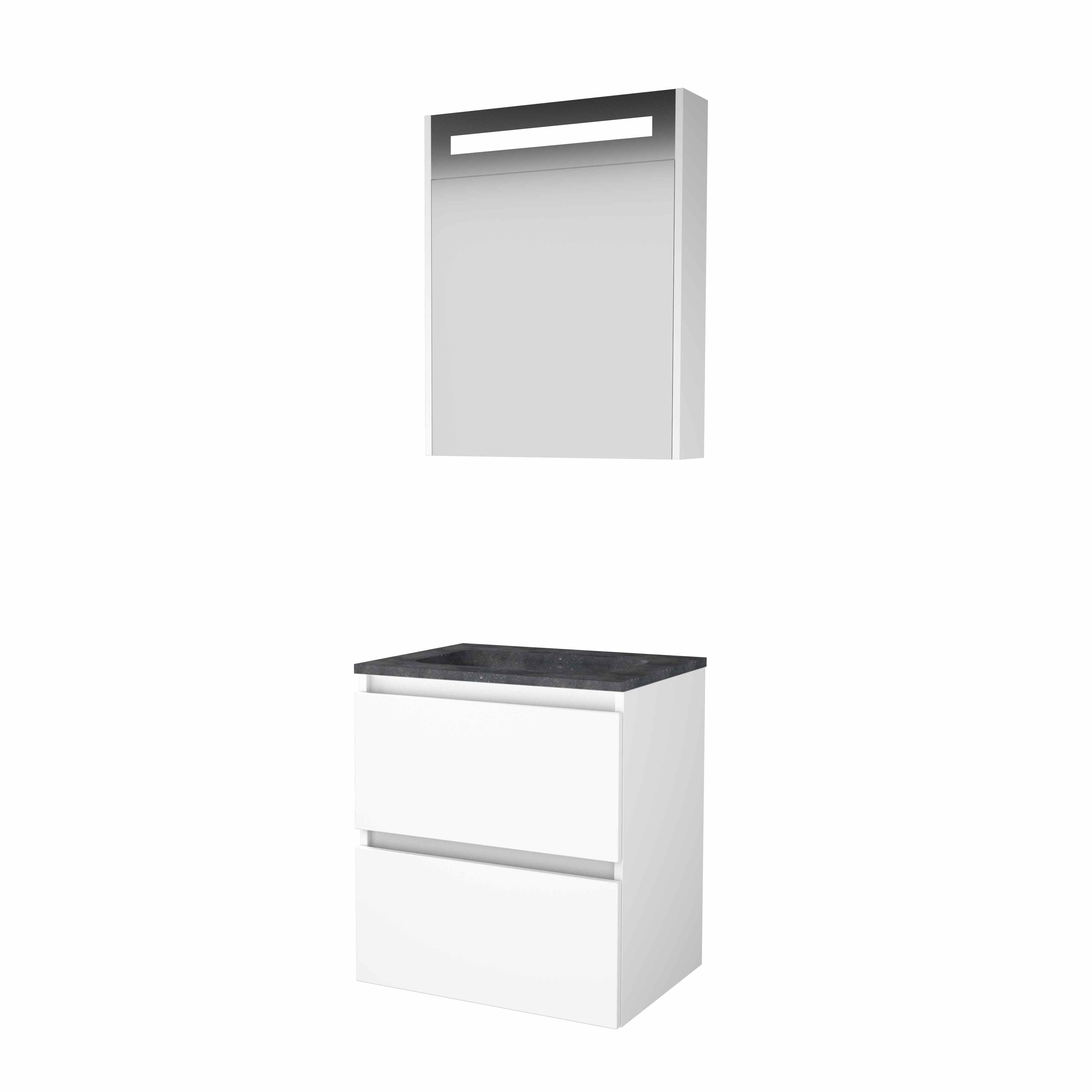 Basic Prem. 46 onderk. GL incl. 2 la + hardst. wast. z. krgt. incl. sp.kast m. geint. Led B600xD460 Ice White / 1813180