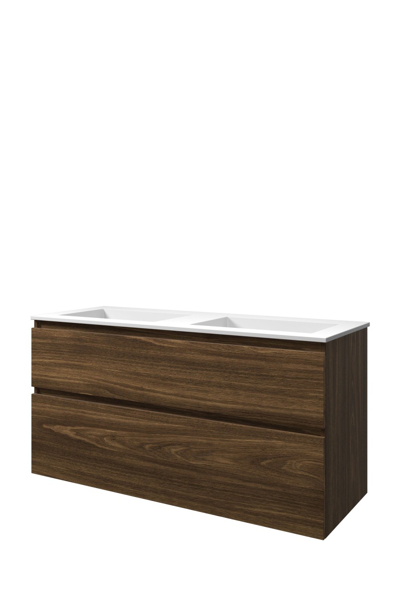 Proline set polystone Elegant wast. z. krgt. en onderk. a-sym. AMWC120D0CA Cabana oak/Mat wit H620xB1200xD460
