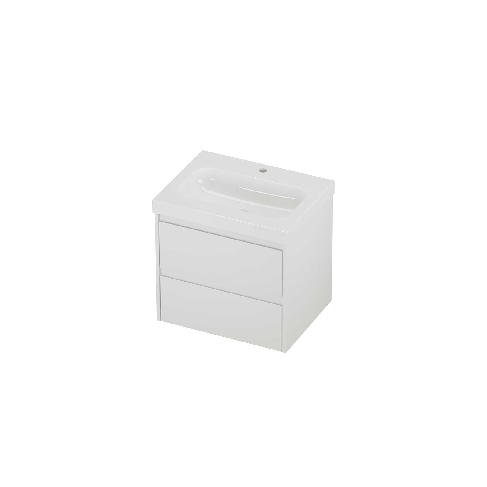 Proline Set polystone Mezza wast. met 1 krgt. en onderk. sym. HGWB601MW Glans wit/Mat wit 60x46x58