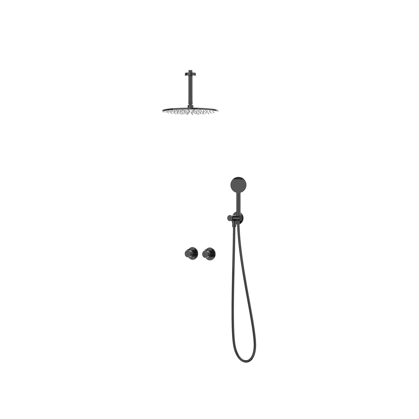 IVY Pact set 2-weg st.omst. 15cm pl.b. R30cm verst. steun m. geint. uitl. slang 150cm + s.spr. hd. CSP3ZCCFBC Zwart chroom PVD