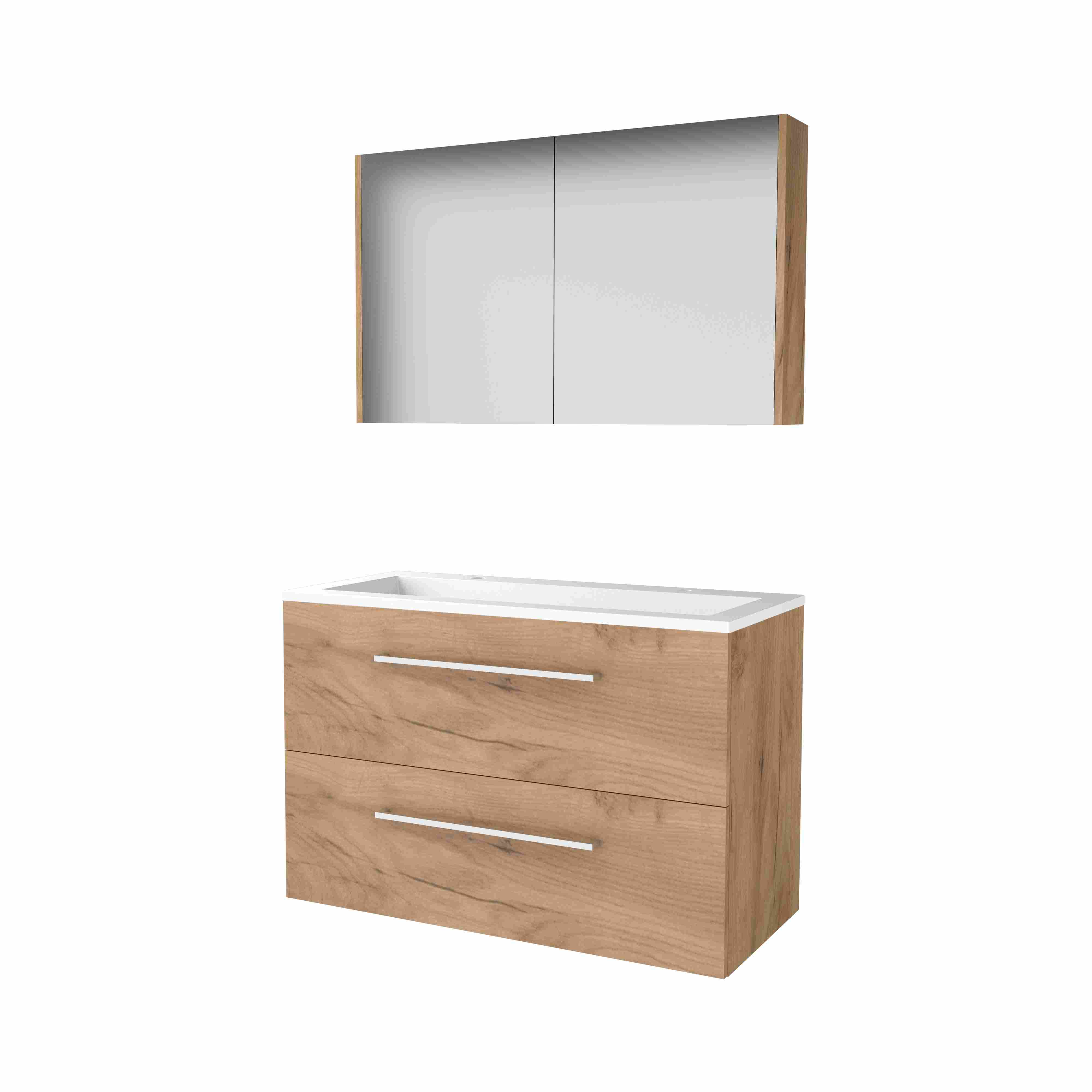 Basic Comfort 46 set 100x46cm met gr. 2 la Acryl wast. 2 krgt incl. kast C46GR100A2WO Whisky Oak