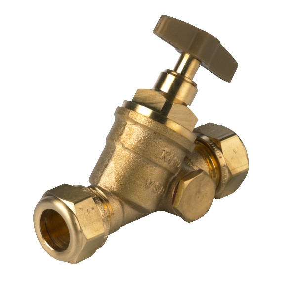 Stopkraan metkruk 28mm knel met aftapgelegenheid 0498267