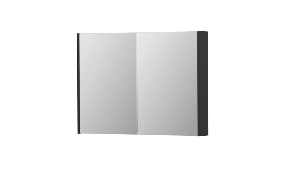 INK spiegelkast met 2 dubbelz. spiegeldeuren en stopc./schak. 1105302 Mat antraciet H730xB1000xD140