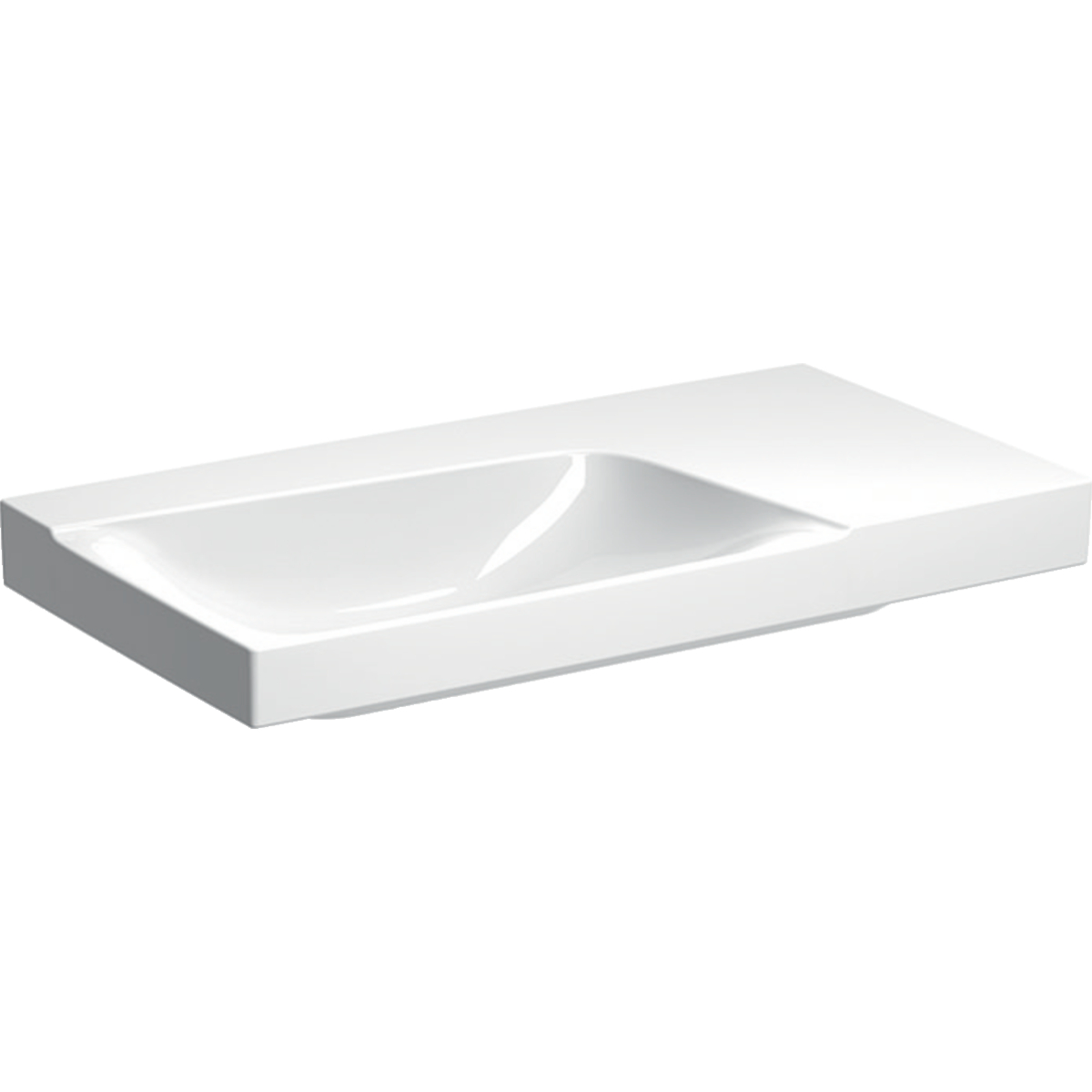 Geberit Xeno2 wastafel 90x48cm z.krgt. z.overl. aflegvlak rechts 500.534.01.1 wit