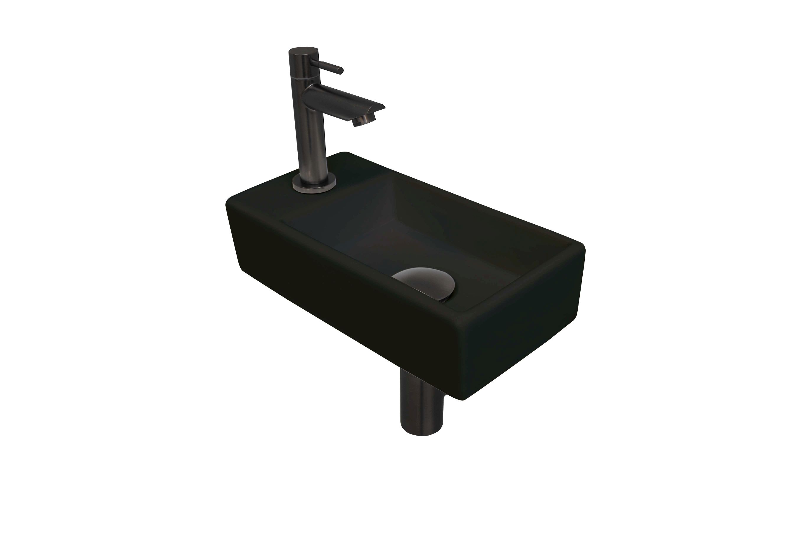 INK fonteinpack pors. L incl. kraan sifon plug en montageset 1805355 m. zwart/Gun metal H90xB360xD180
