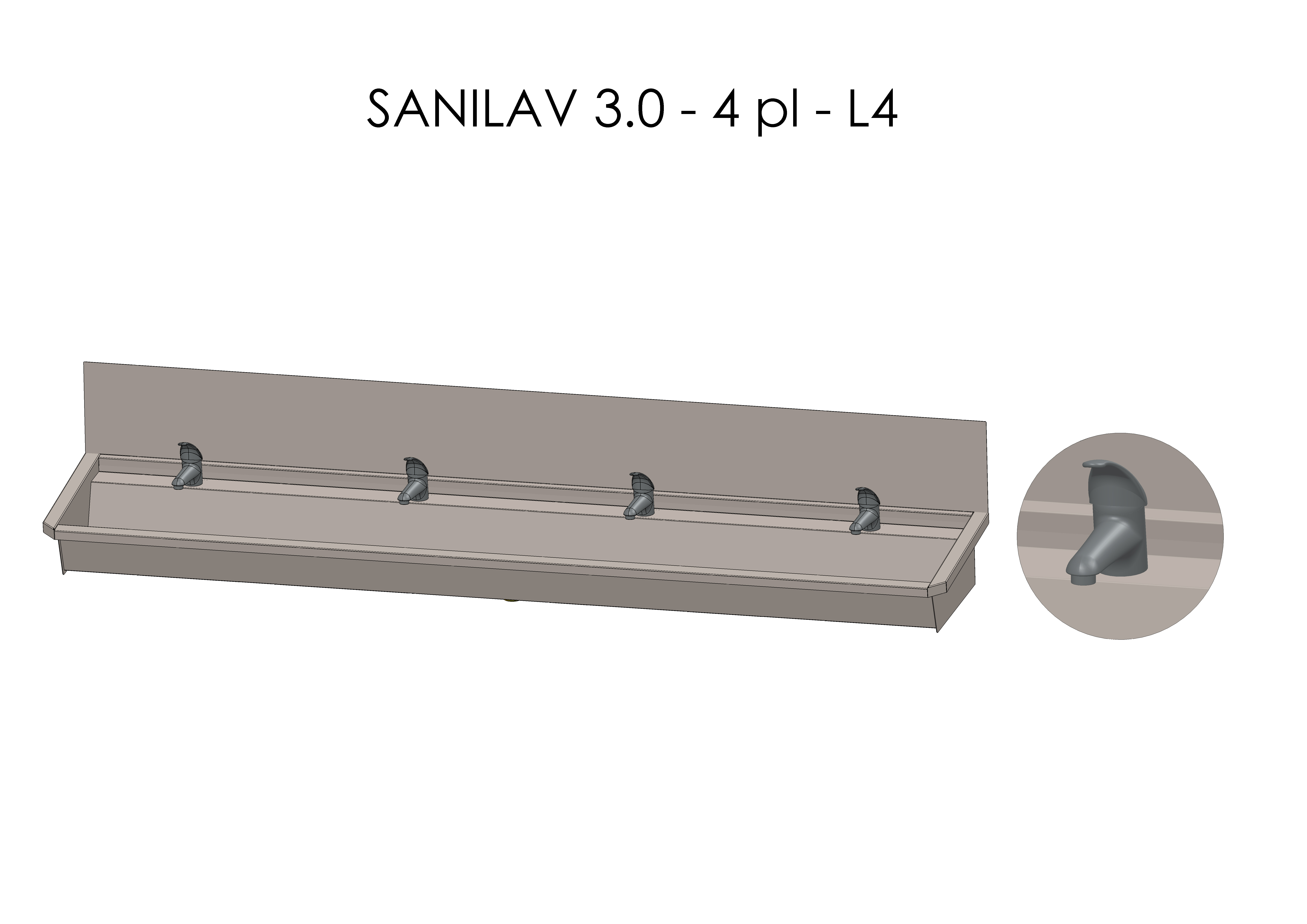 Intersan Sanilav muurwastrog rvs 4p 240 wastmngkr SANILAV 3.0-4-L4