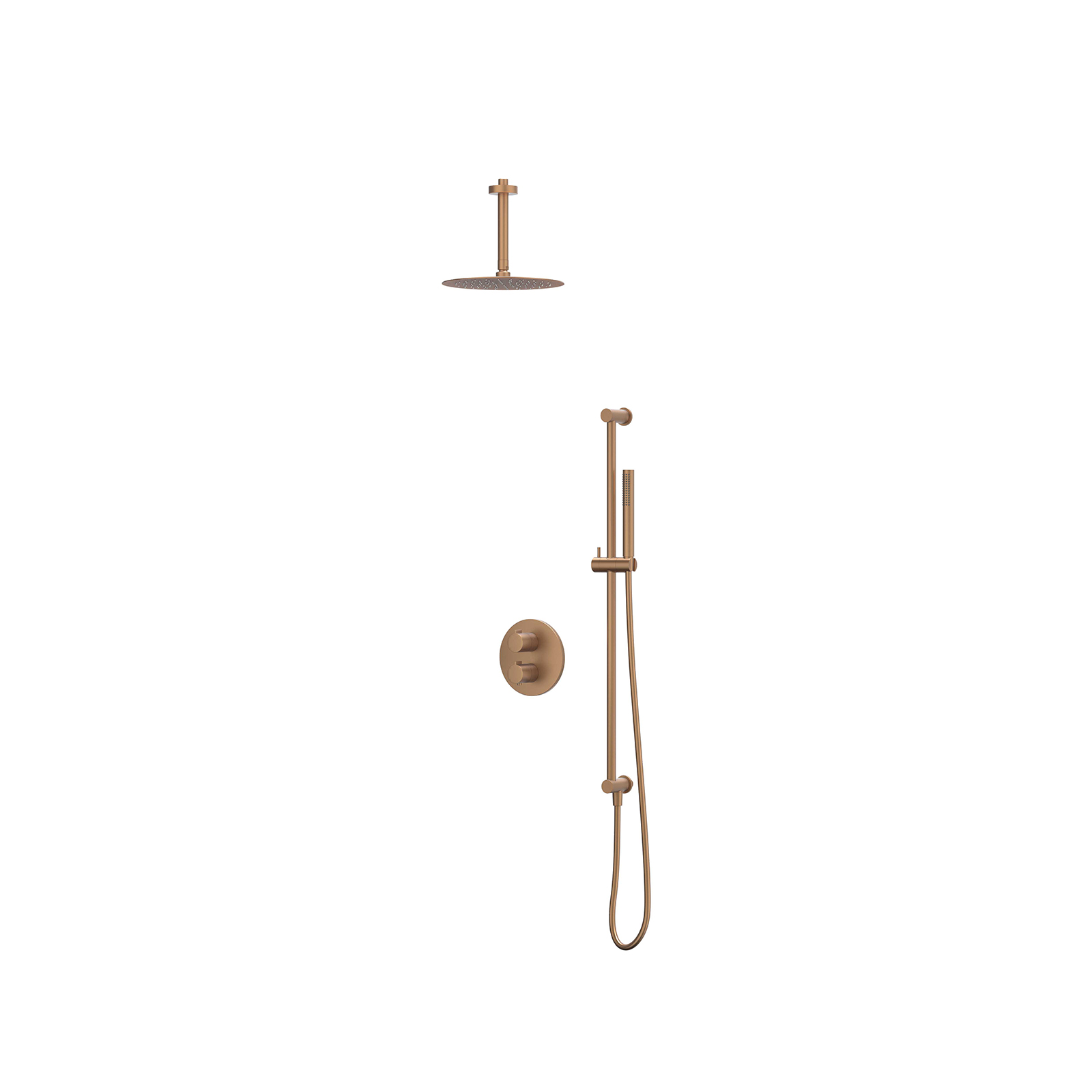 IVY Pact Inbouwset 2-weg plaf-15 25cm sl glijst. uitlaat en staafhdd CSP2GKABBB gebr. mat koper PVD