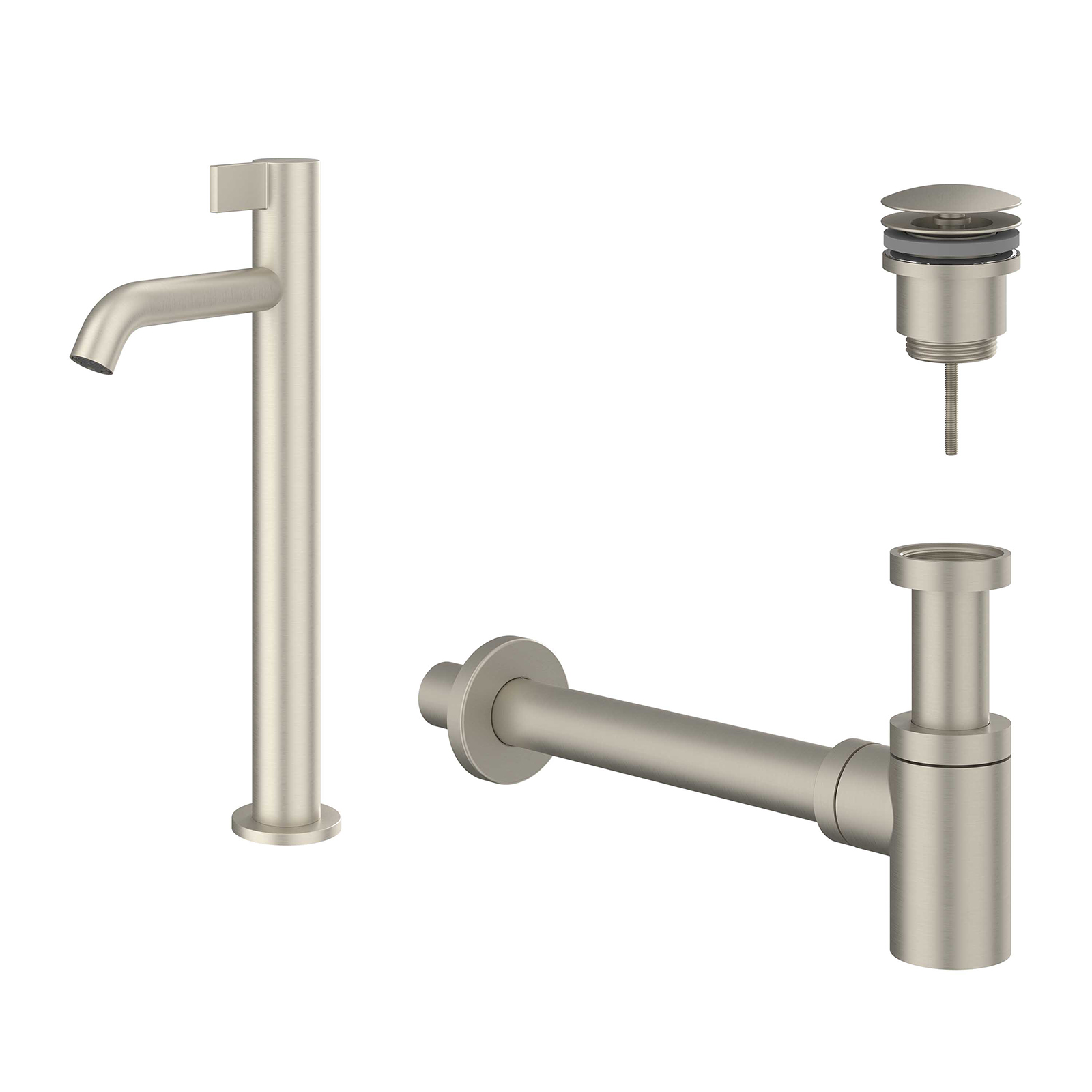 IVY Pact Fonteinset staand model L m. always open plug 6901473 Geborsteld nickel PVD