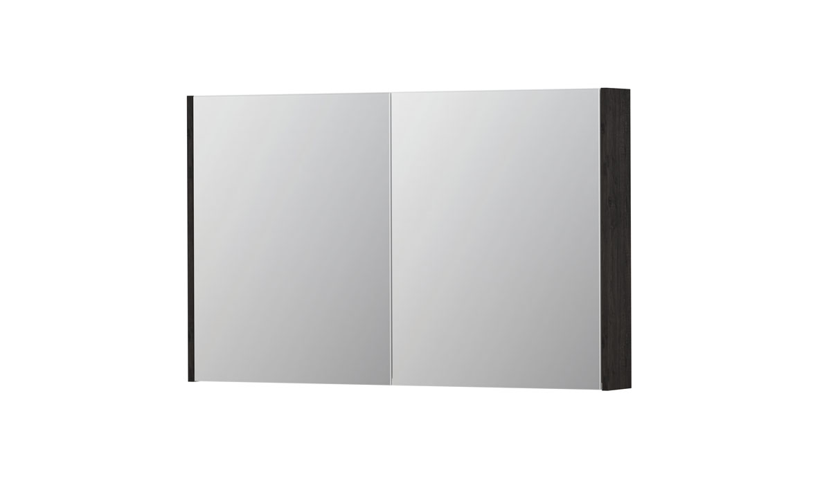 INK spiegelkast met 2 dubbelz. spiegeldeuren en stopc./schak. 1105365 Houtskool eiken H730xB1200xD140