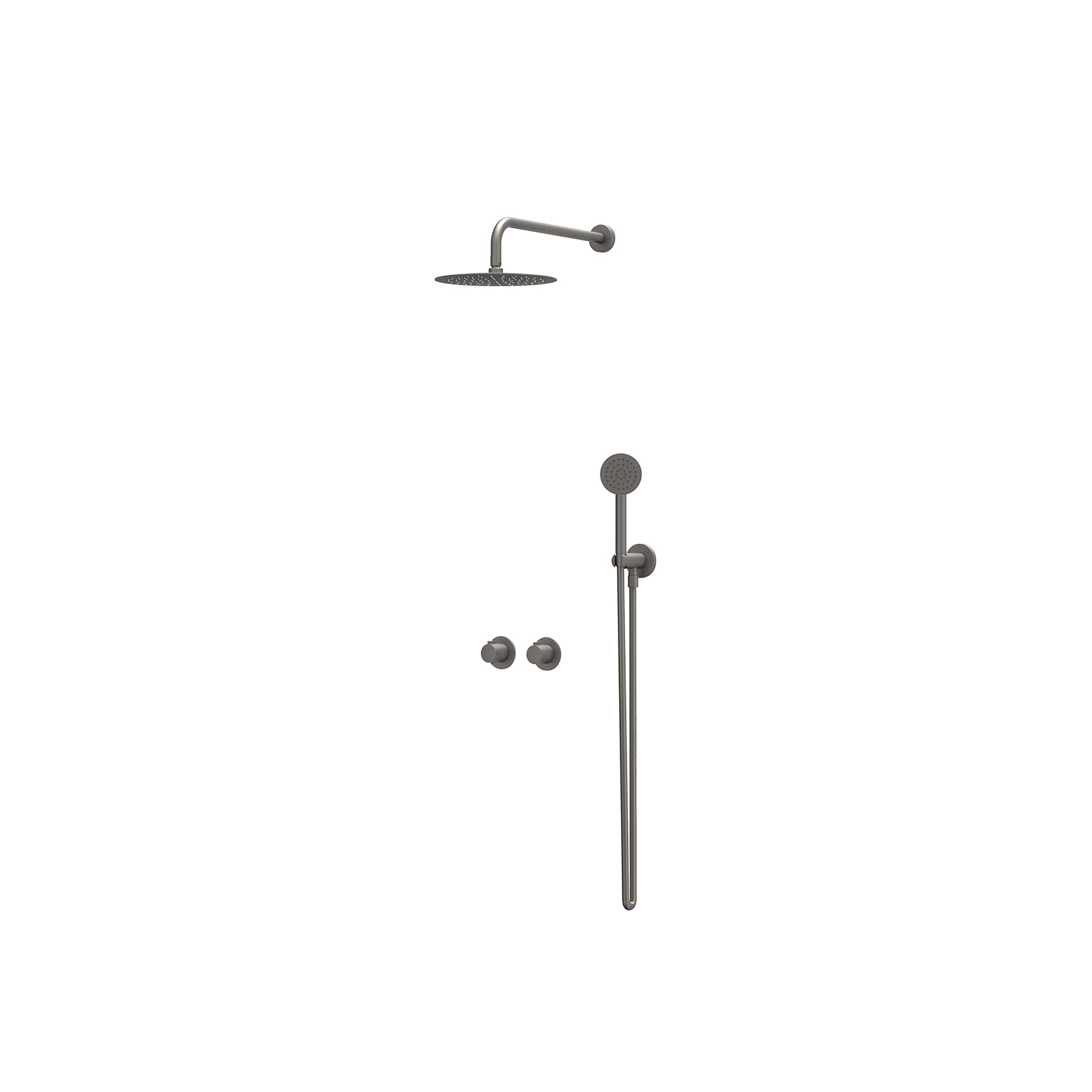 IVY Pact set 2-weg st.omst. 40cm w.arm R25cm houder m. uitl. slang 150cm + s.spr. hd. CSP3EXGMCBAA Geborsteld metal black PVD