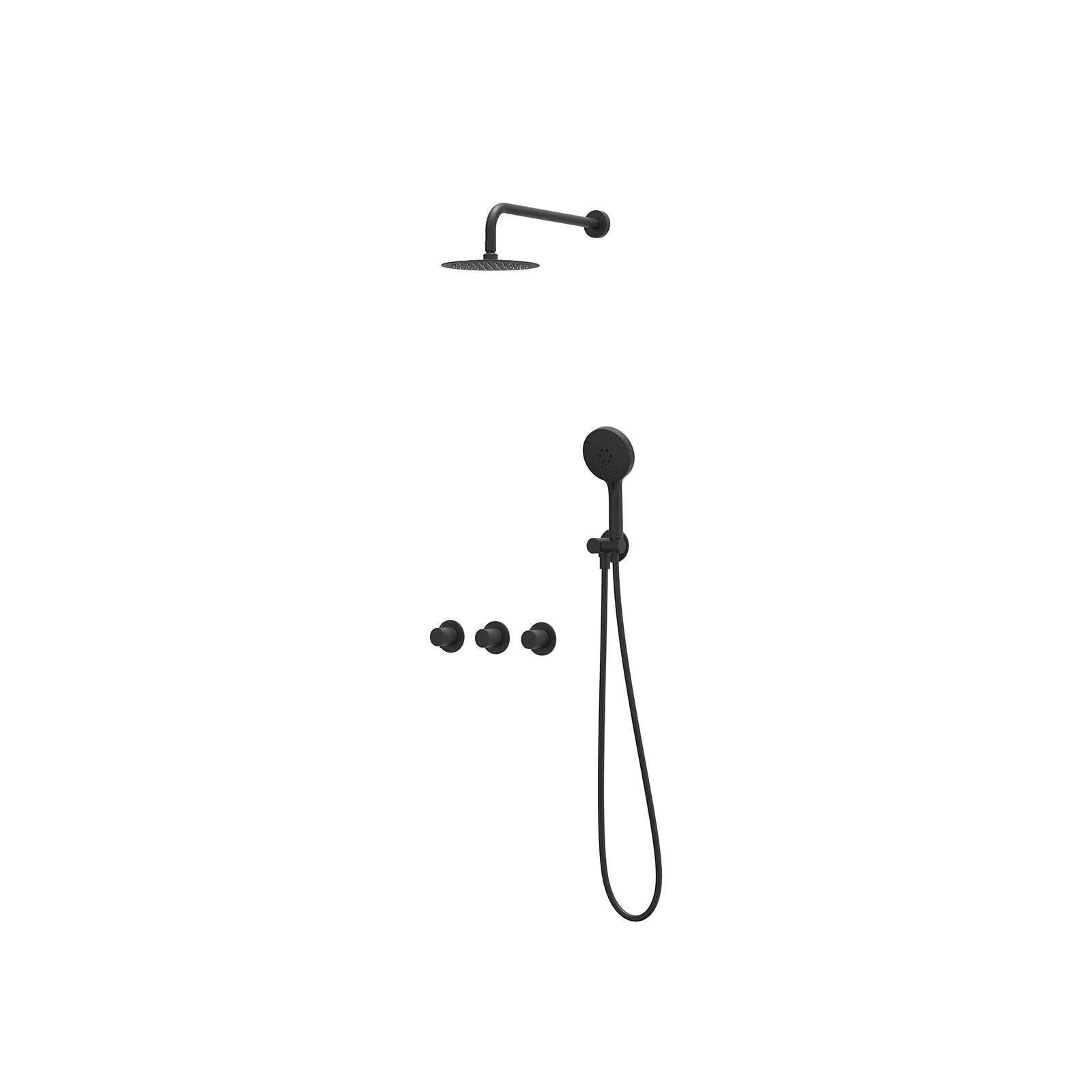IVY Bond set 2 stopkr. w.arm R20cm verst. steun m. geint. uitl. slang 150cm + 3-st. hd. CSB4MZBAAC Mat zwart PED
