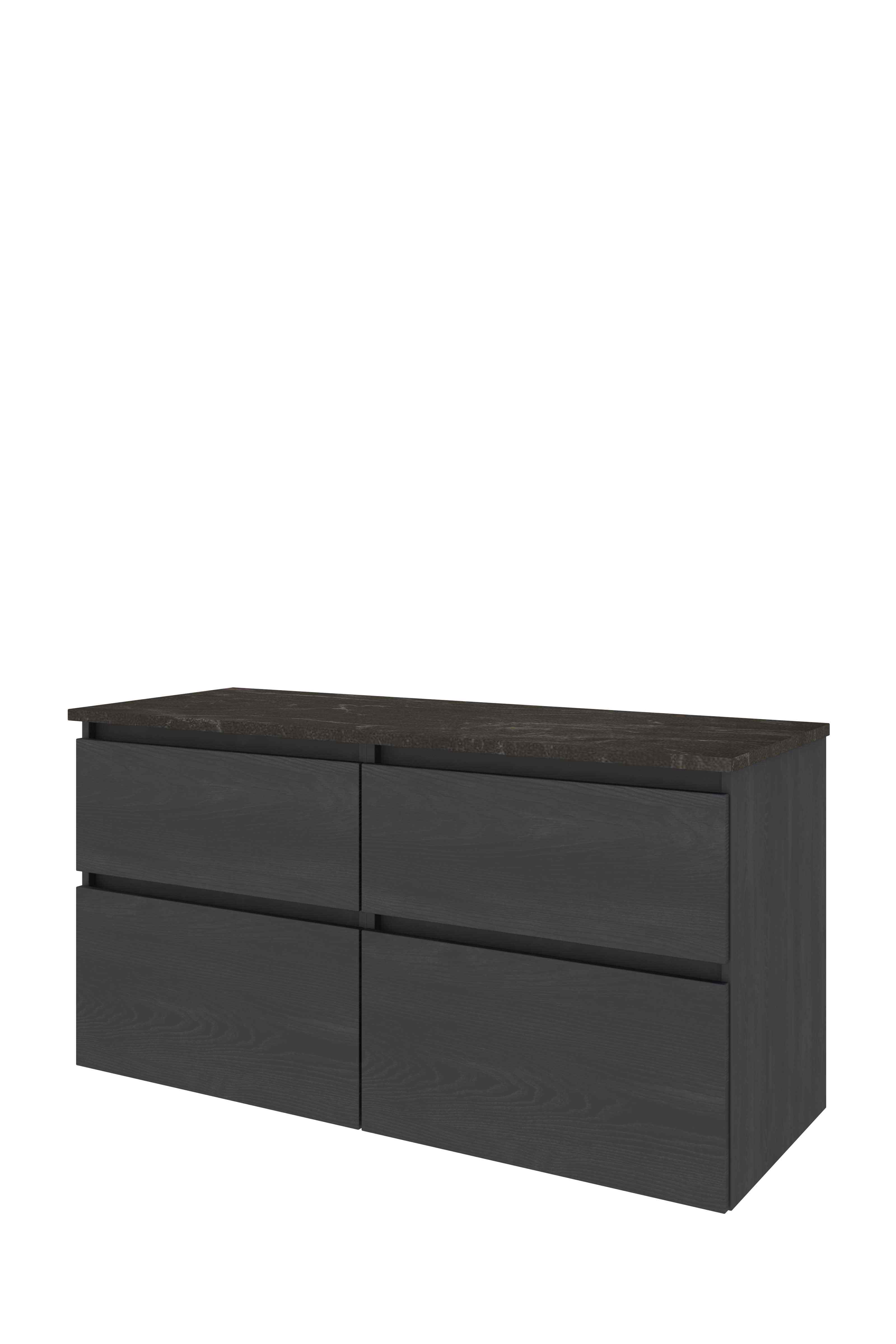 Proline Set Top afdekplaat hardsteen en onderkast 4 laden a-sym. DBSC2x60BO Black oak/Blue stone 1200x460x620