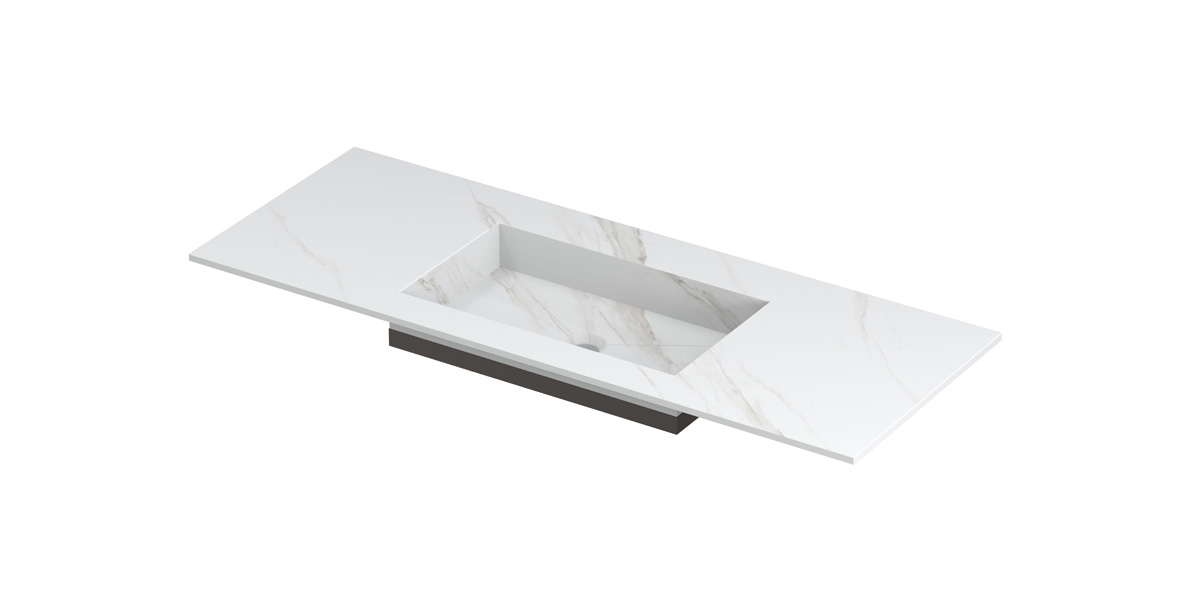 INK Post wast. keramische slab envelop bak midden zonder krgt. H10xB1200xD450 Calacatta mat / 210060