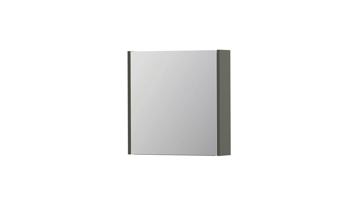 INK SPK1 spiegelkast m. 1 dubbelzijdige spiegeldeur en stop/schak. 1110475 mat beton groen H600xB600xD140