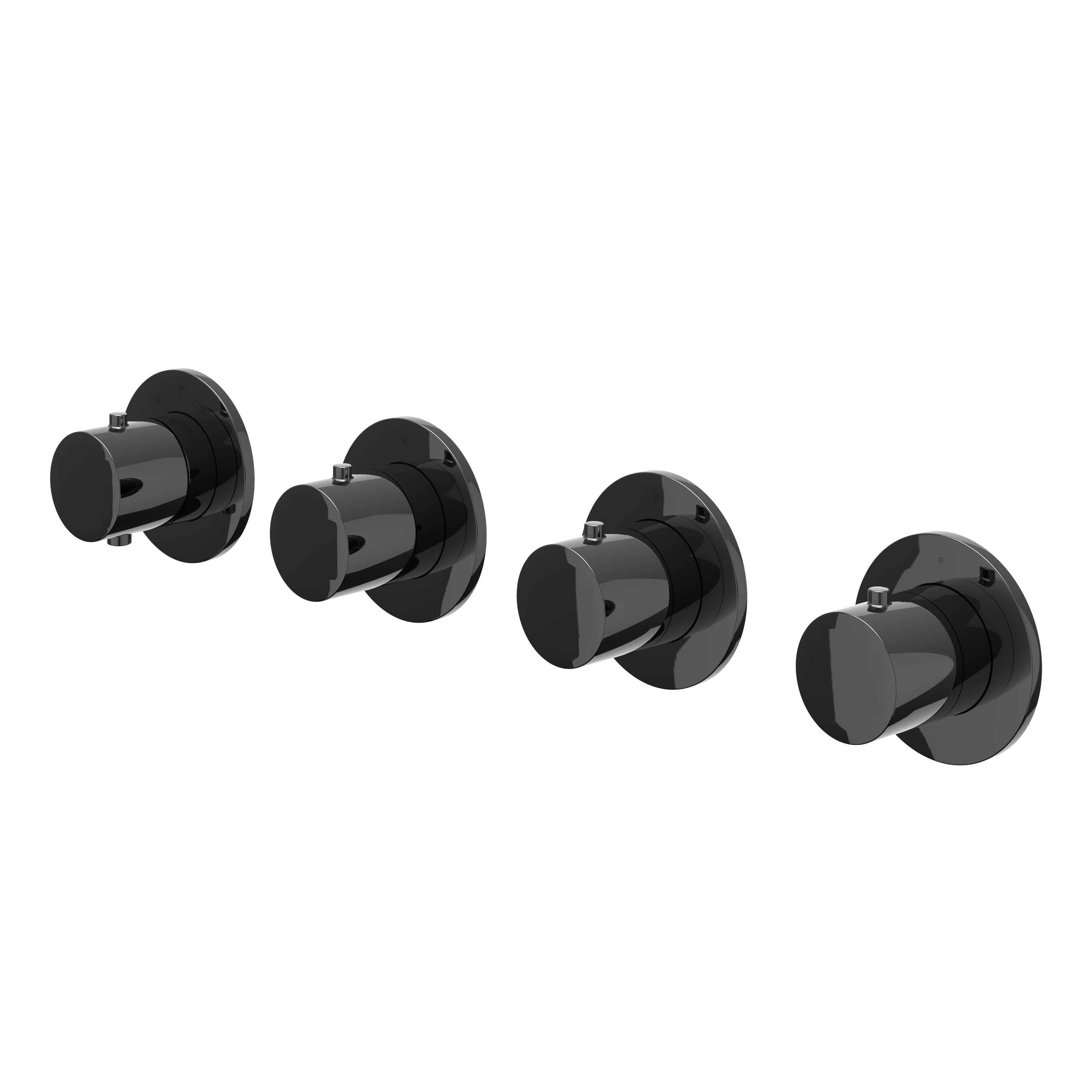 IVY Bond Afbouw inbouwtherm. m/3 stopkranen symmetry m/ronde rozetten 6202377 Zwart chroom PVD