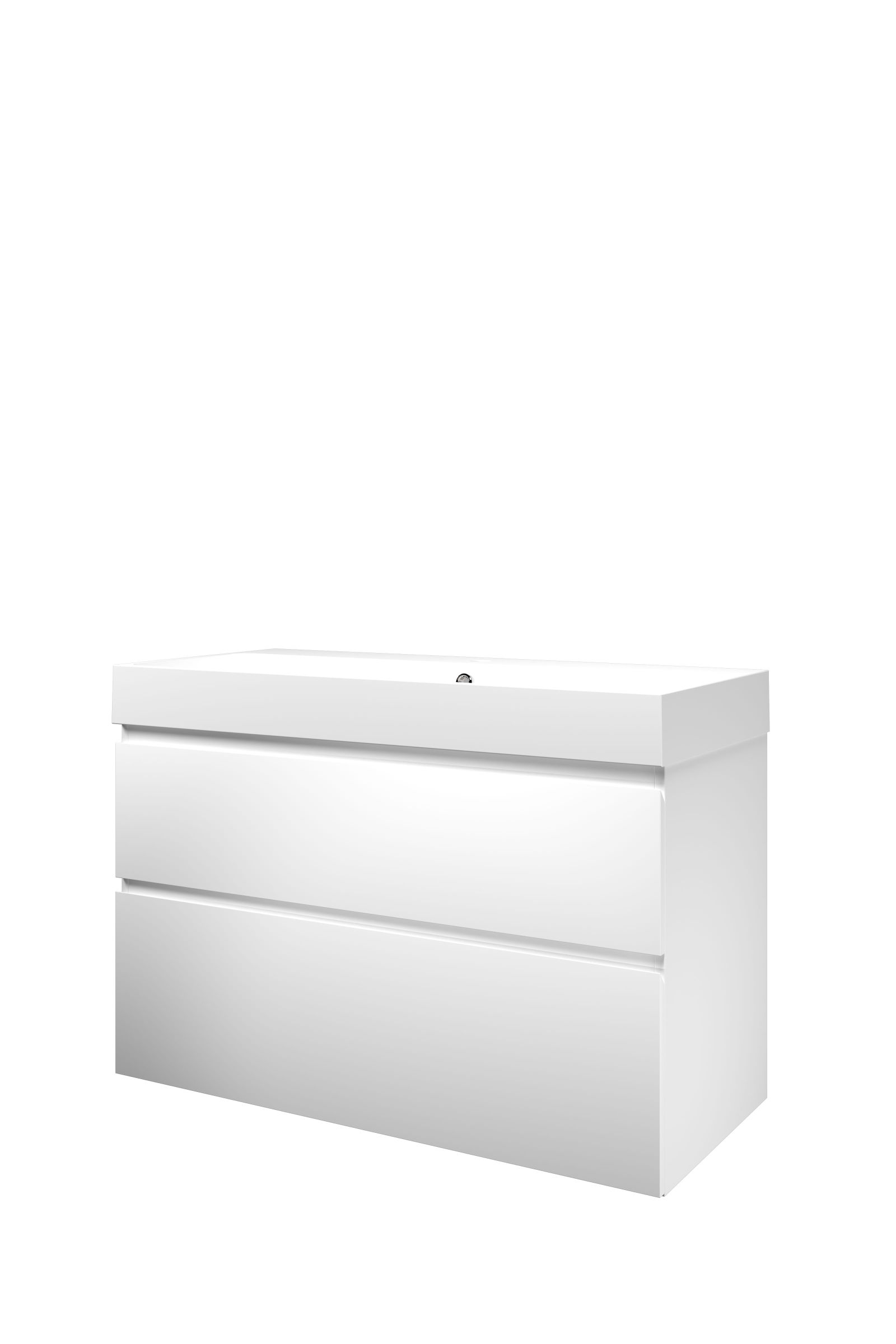 Proline set polystone Loft wast. met 1 krgt. en onderk. a-sym. PMWC1001MW Mat wit/ Mat wit H700xB1000xD460