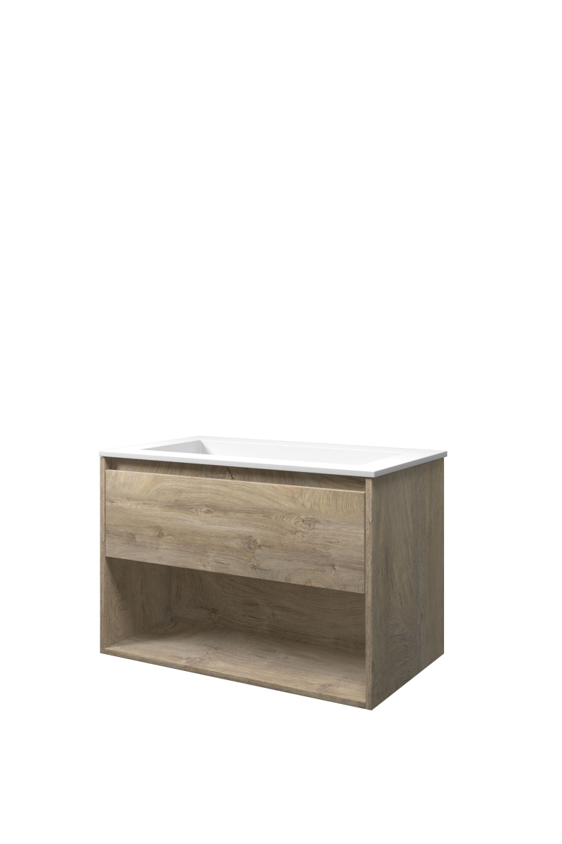 Proline set polystone Elegant wast. z. krgt. en onderk. met schap 1815961 Raw oak/Mat wit H540xB800xD460