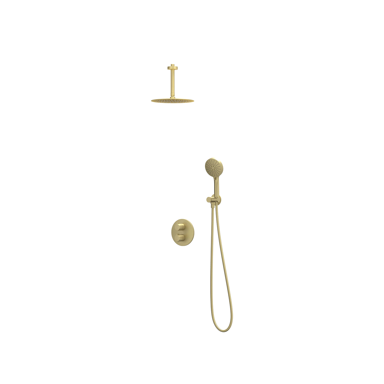 IVY Pact set 2-weg st.omst. pl.b. 15cm R25cm verst. steun m. geint. uitl. slang 150cm + 3-st. hd. CSP2MPBBBC Geborsteld mat goud PVD