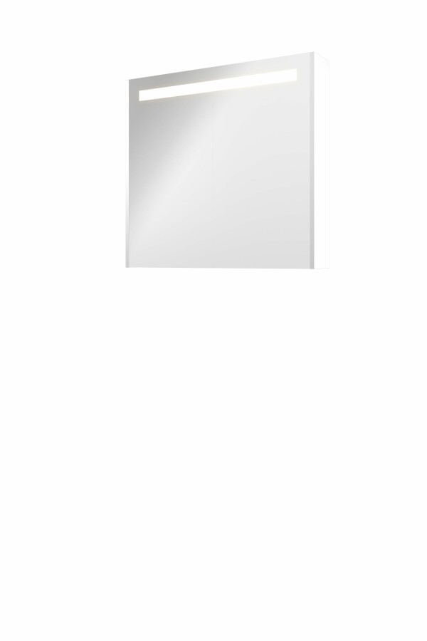 Proline spiegelkast Premium met geint. LED verl. 2 deuren 1809405 Mat wit H740xB800xD140
