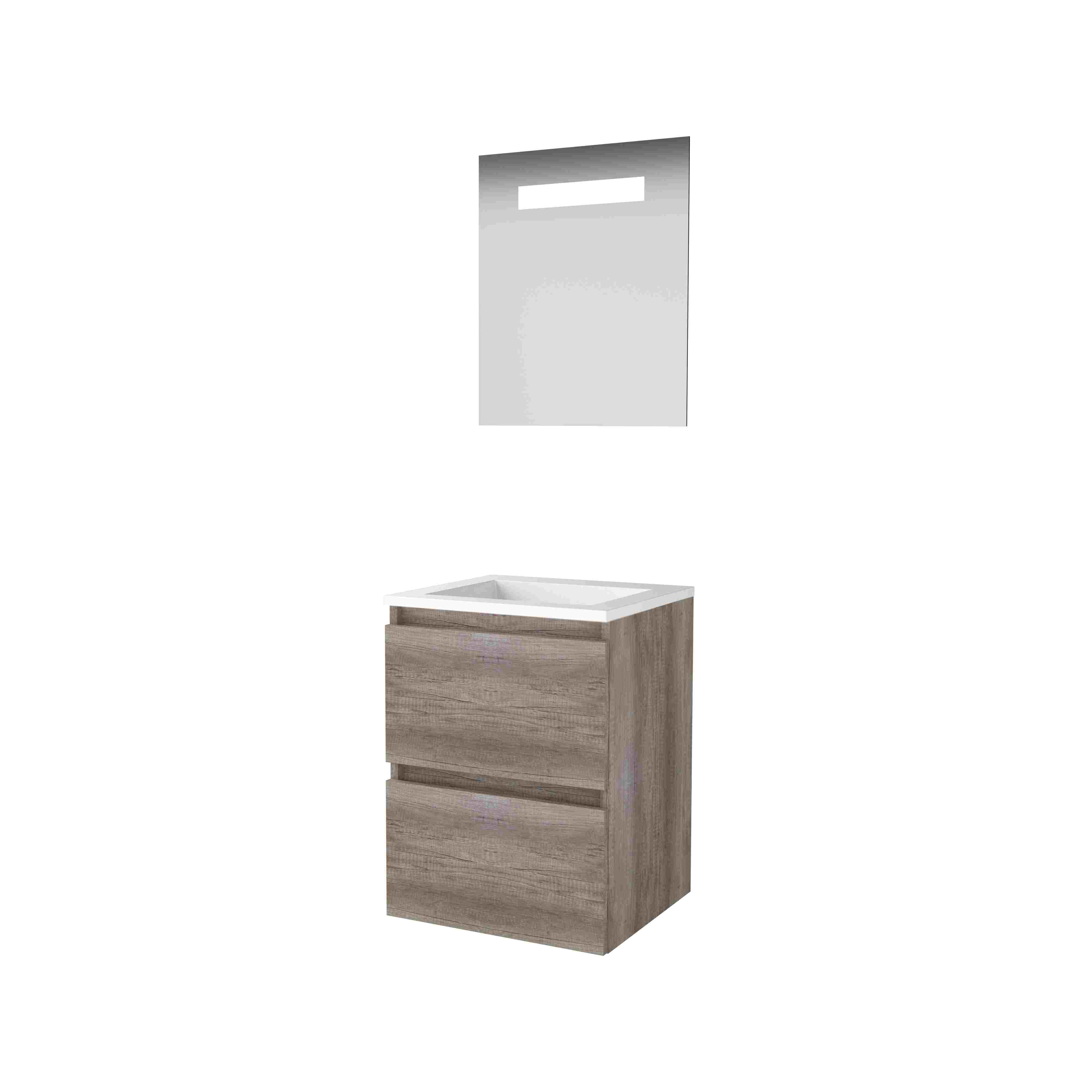 Basic Economic 46 set 50x46cm greepl. 2 la Acryl wast. 0 krgt. incl. spiegel m. verl. E46GL50A0SO Scotch Oak