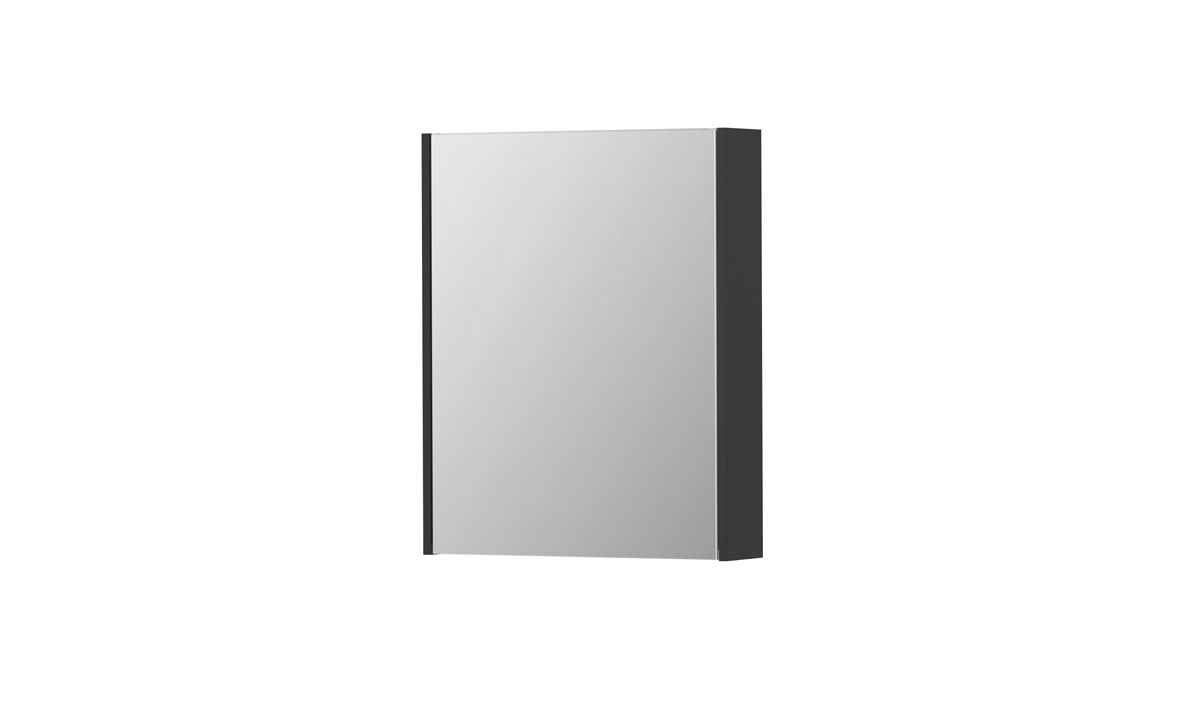 INK spiegelkast met 1 dubbelz. spiegeldeur en stopc./schak. 1105107 Hglans antraciet H730xB600xD140