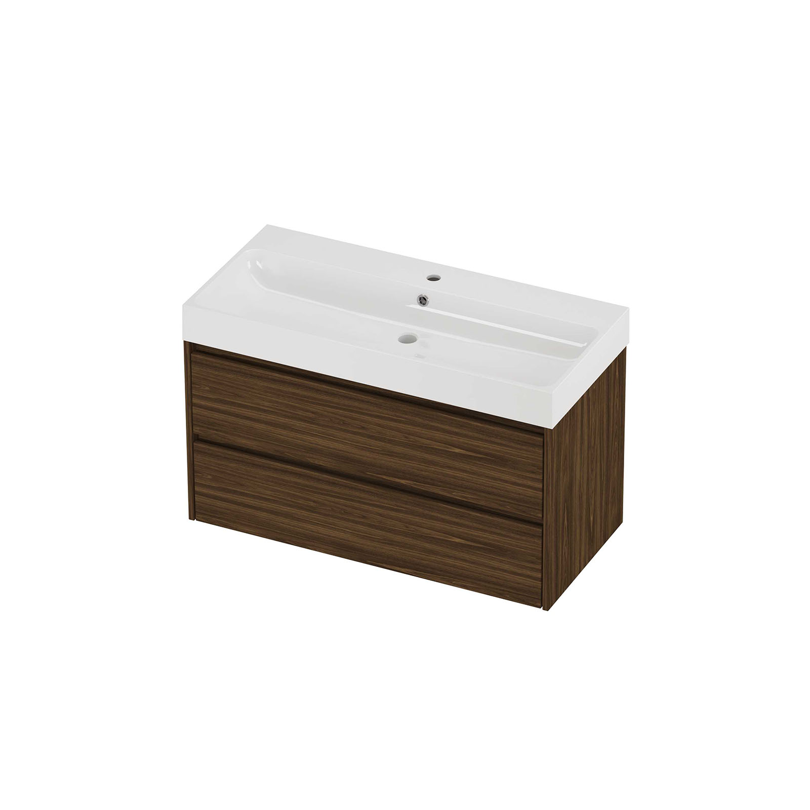 Proline set polystone Loft wast. met 1 krgt. en onderk. sym. PGWB1001CA Cabana oak/Glans wit H620xB1000xD460