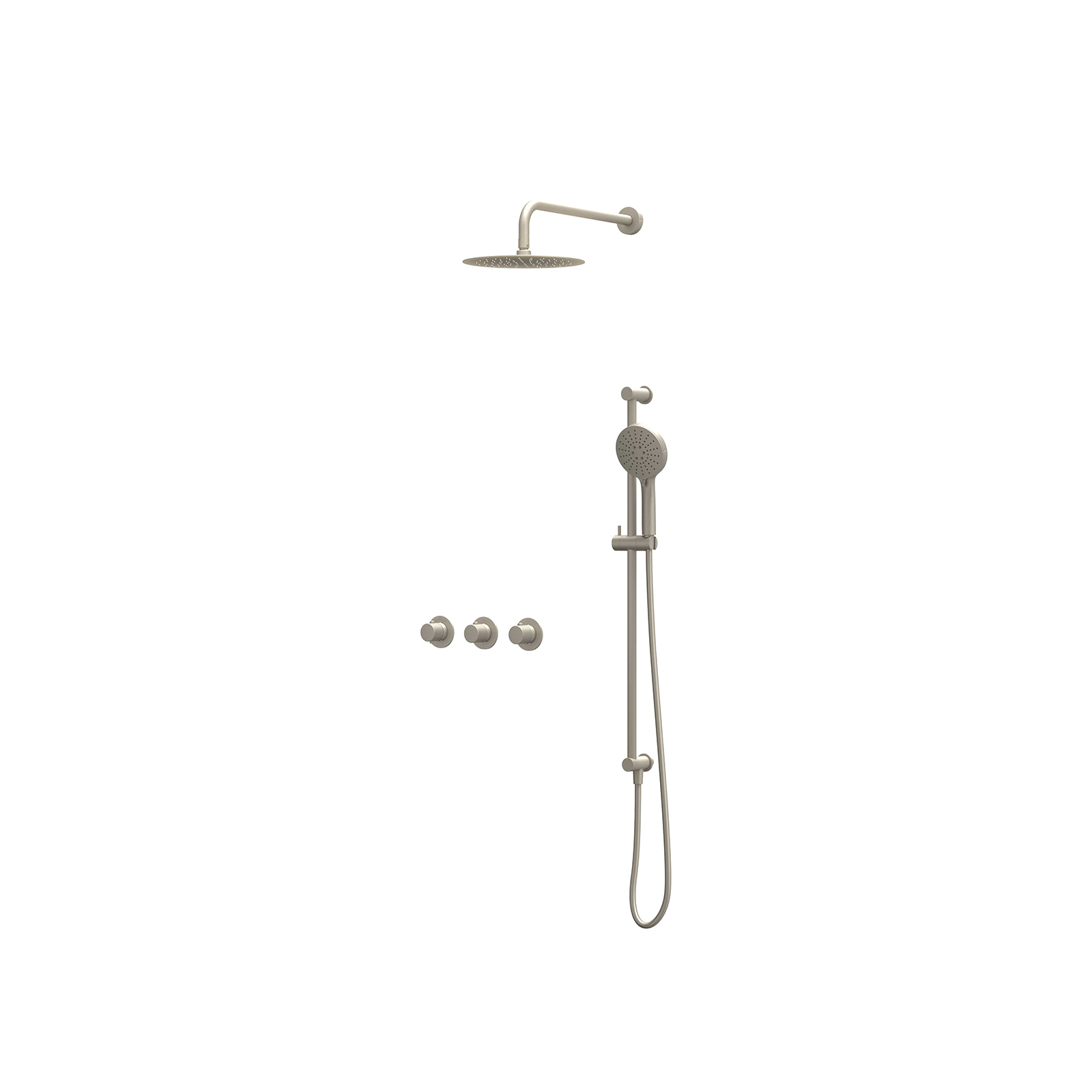 IVY Nexus set 2 stopkr. w.arm R25cm gl.st. m. uitl. slang 150cm + 3-st. hd. CSN4EXGNBBAB Geborsteld nickel PVD