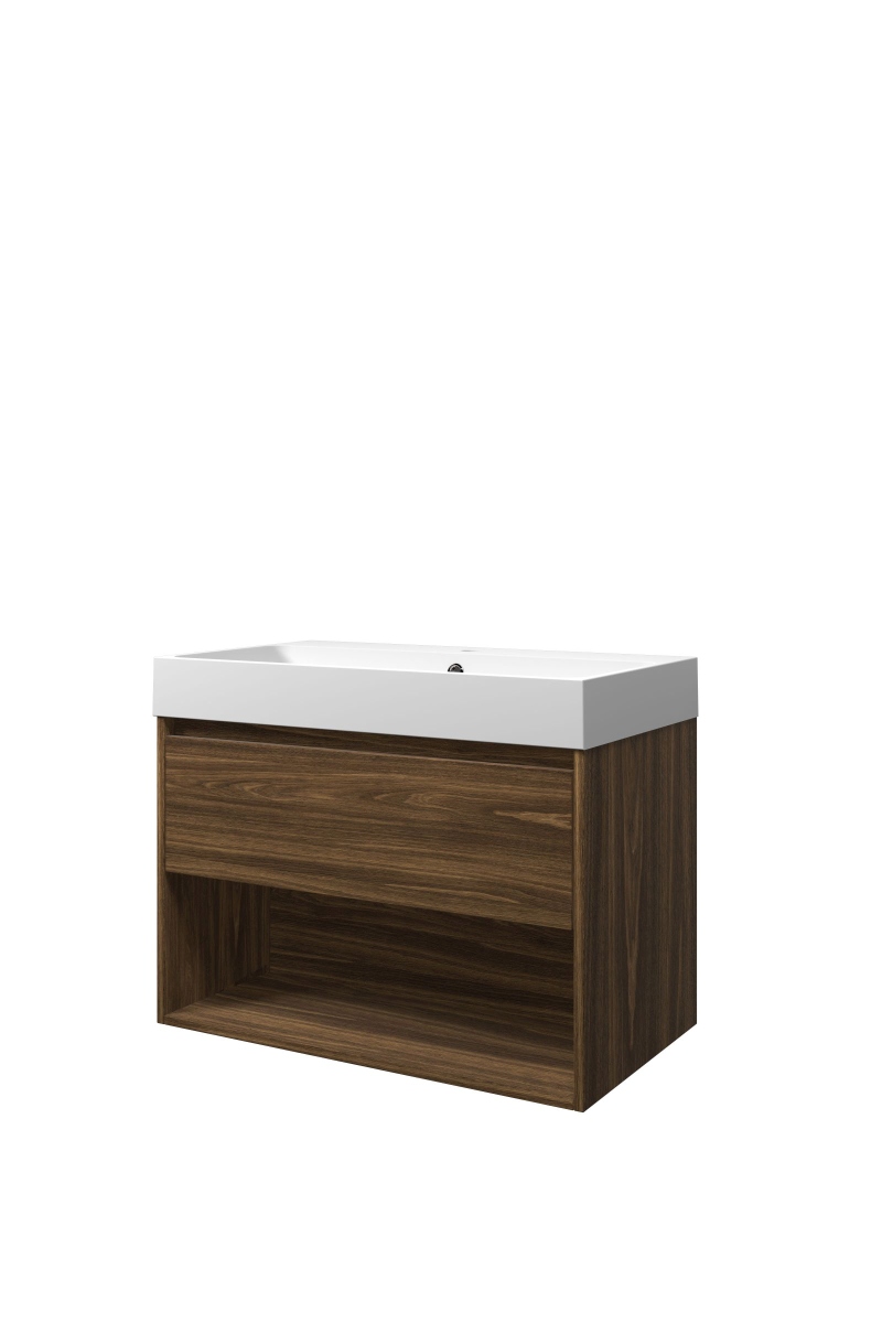 Proline set polystone Loft wast. met 1 krgt. en onderk. met schap PMWA801CA Cabana oak/Mat wit H620xB800xD460