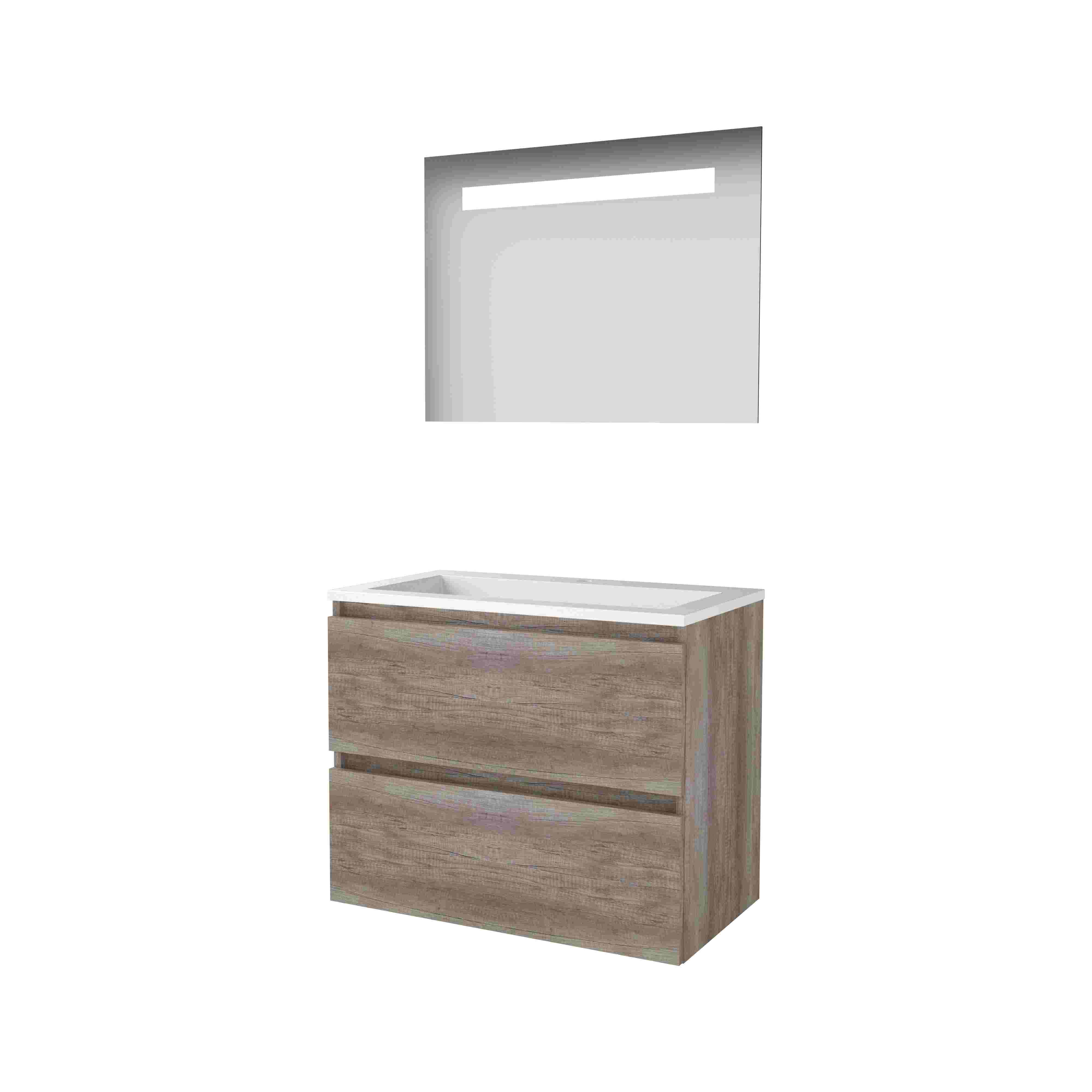 Basic Economic 46 set 80x46cm greepl. 2 la Acryl wast. 1 krgt. incl. spiegel m. verl. E46GL80A1SO Scotch Oak