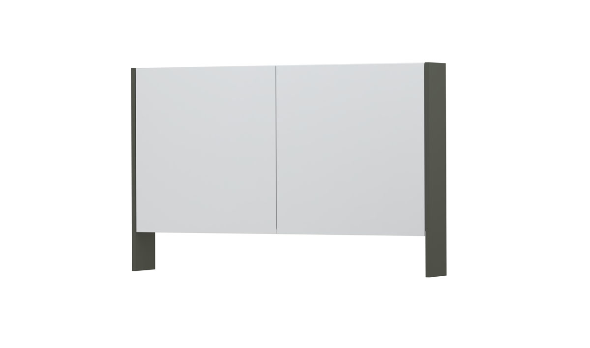 INK SPK3 spiegelkast m. dubbel gesp. 2 deuren icm open planchet en stop/schak. 1110275 mat beton groen H740xB1200xD140