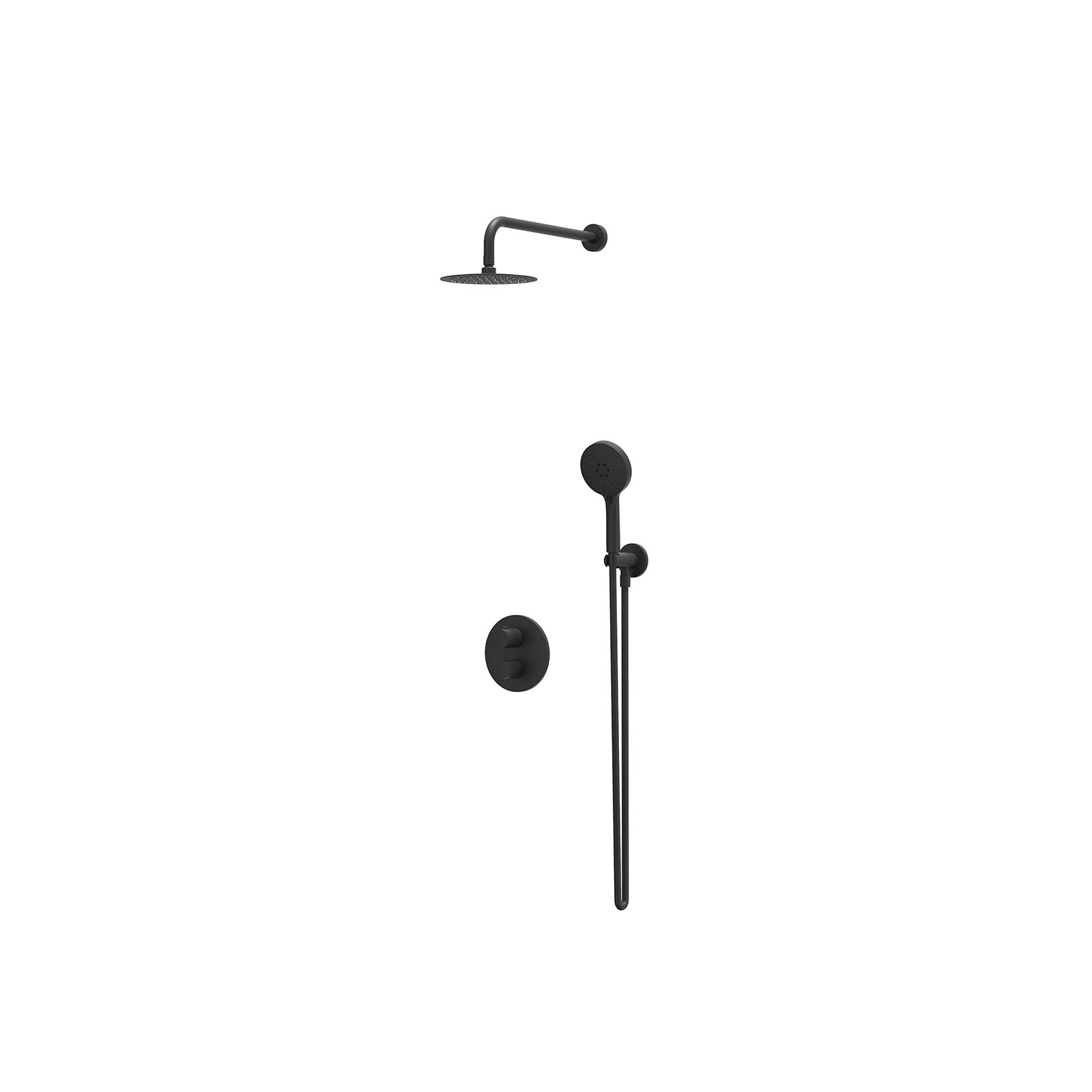 IVY Bond Inbouwset 2-weg w-arm 20cm sl houder uitlaat en 3-st handd CSB2MZBAAA Mat zwart PED