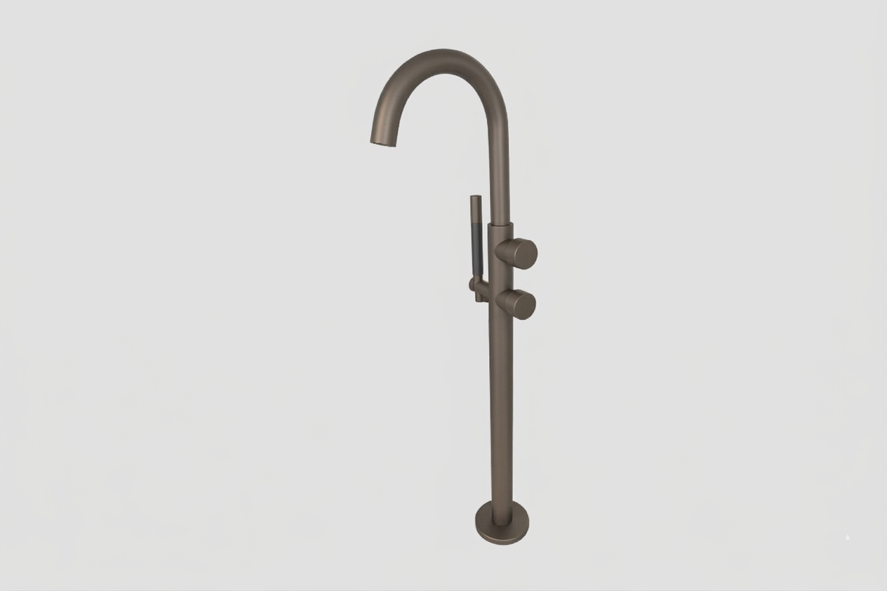 Lagoo Vrijstaande highflow badmengkraan afbouwdeel met draaibare uitloop 2 mengkranen en handdouche G3214TC Tuscany