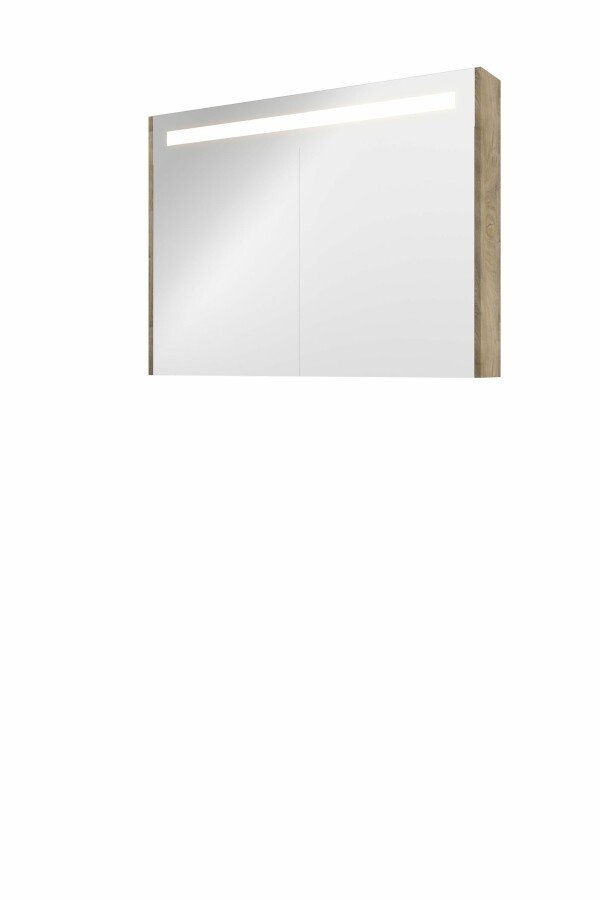 Proline spiegelkast Premium met geint. LED verl. 2 deuren 1809451 Raw oak H740xB1000xD140